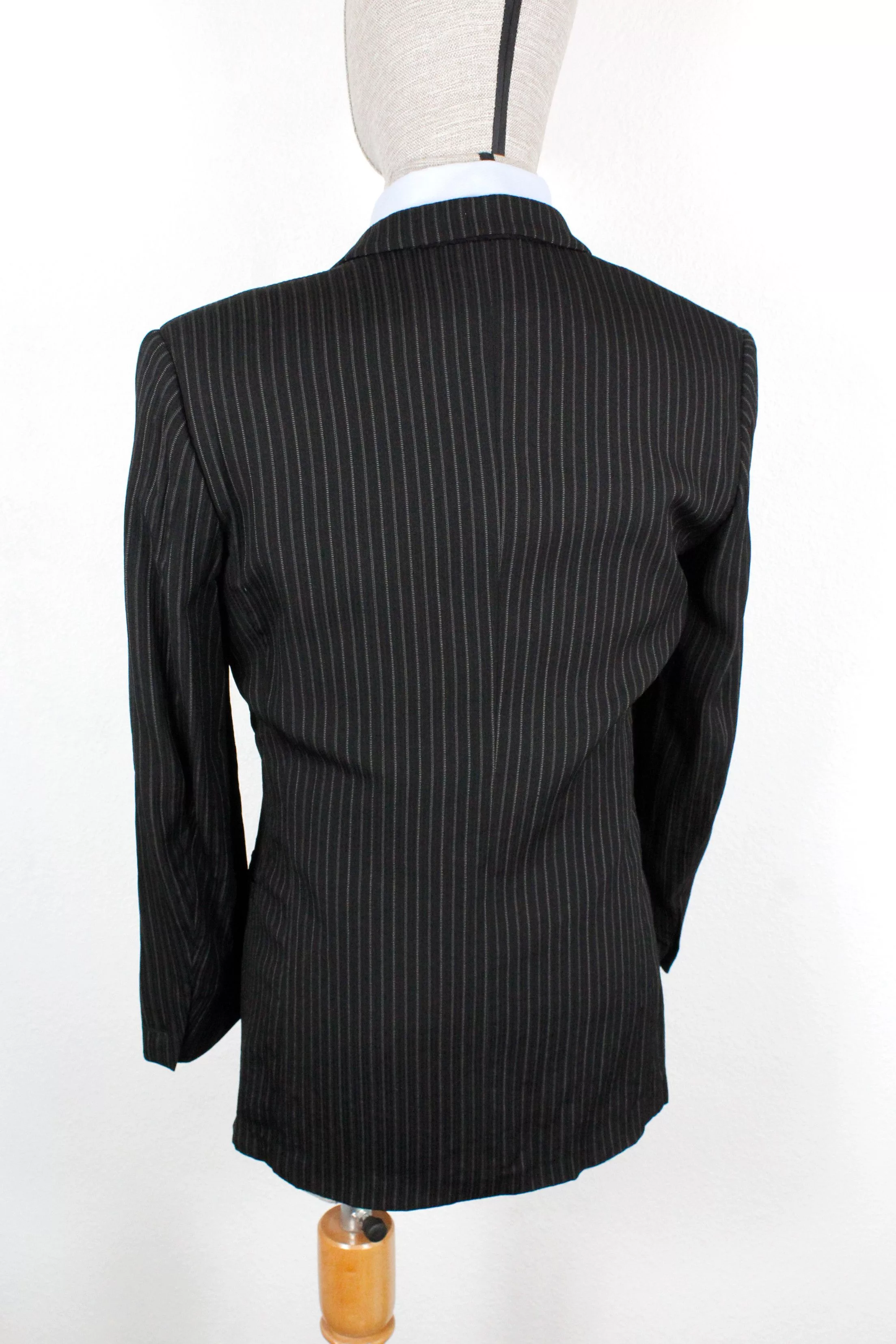 Versace Light Jackets Vintage Versace Classic V2 Striped Knit Black Blazer Jacket Luxury