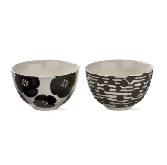 Black Multi Flower & Dot Snack Bowl