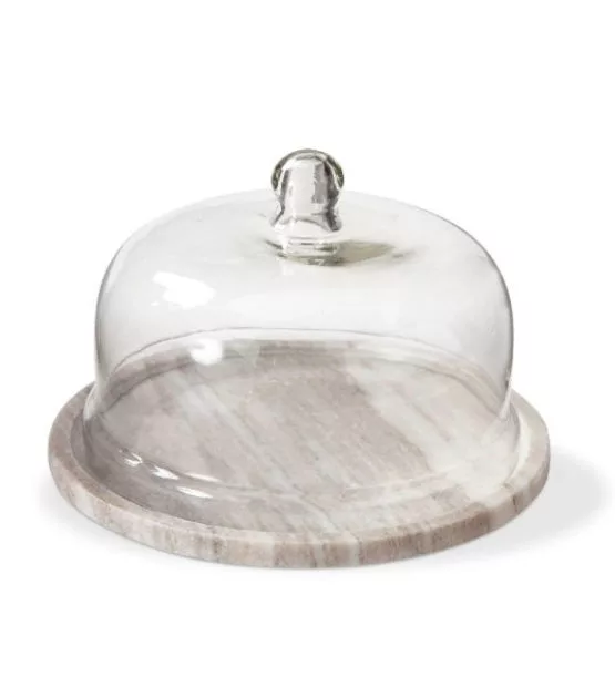 Gray Onyz Marble Board W/ Glass Dome S/2
