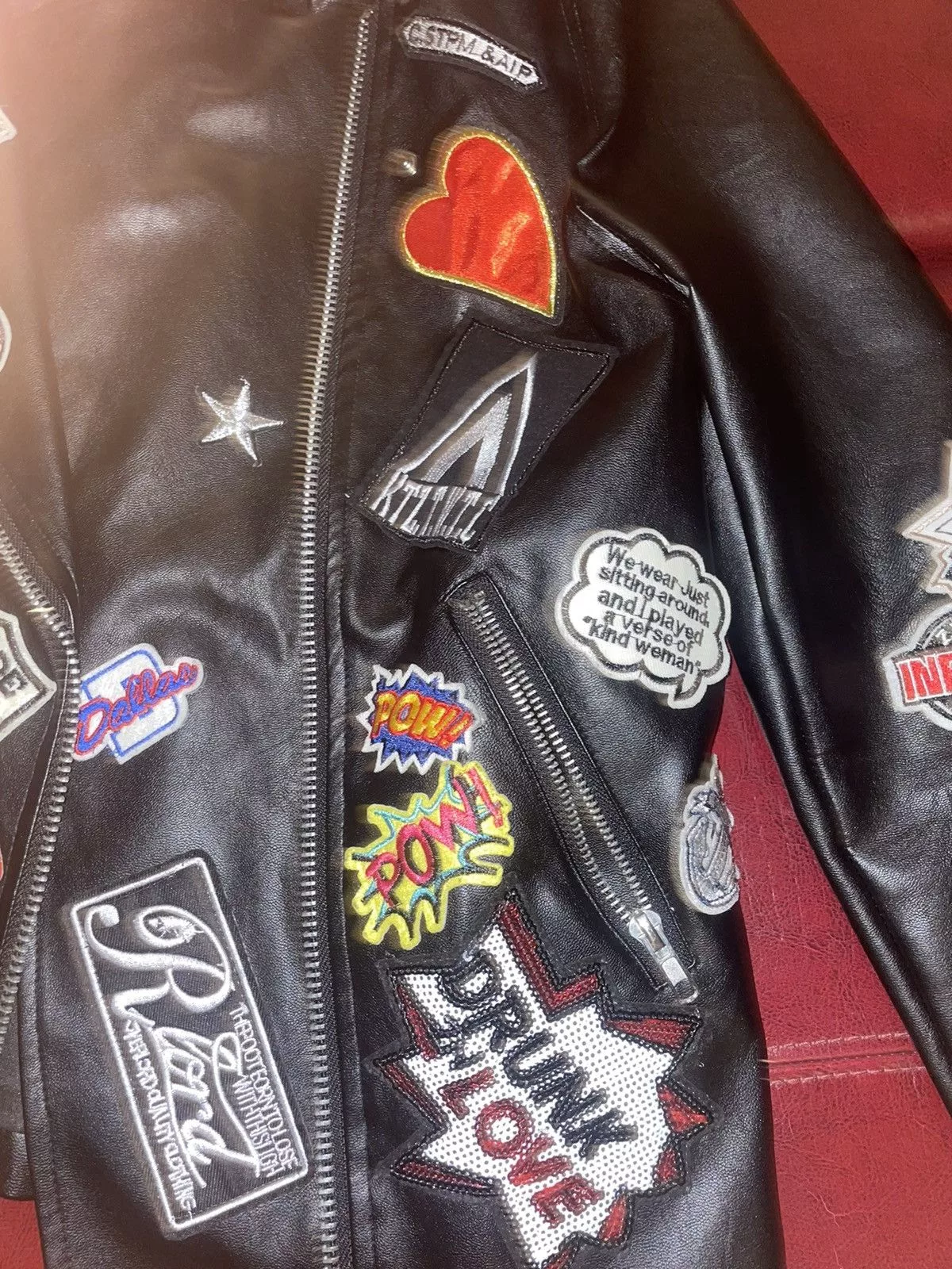 Forever 21 Leather Jackets Forever 21 Patchwork Motor Jacket Black