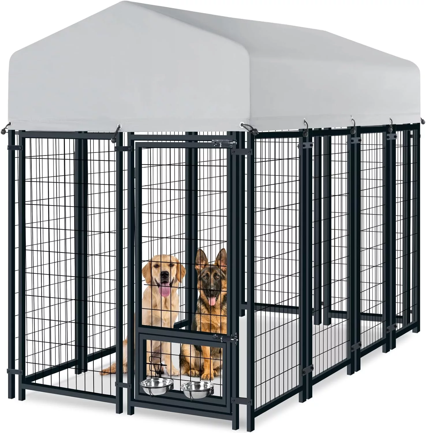 Oranland 8x4x6FT Outdoor Dog Kennel Heavy Duty Steel Secure Lock Waterproof Roof