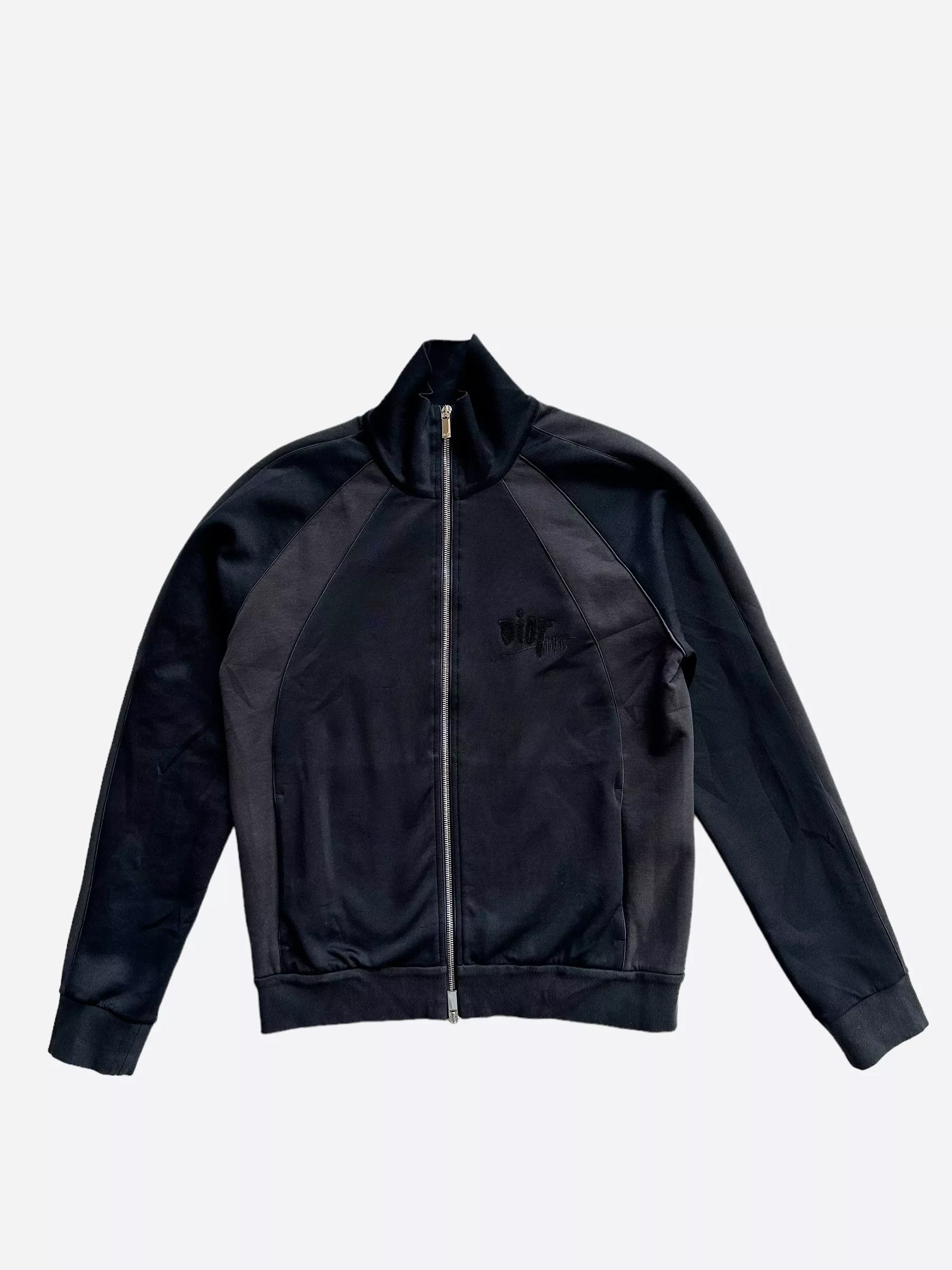 Dior Light Jackets Dior × Stussy Dior Stussy Black Embroidered Logo Track Jacket