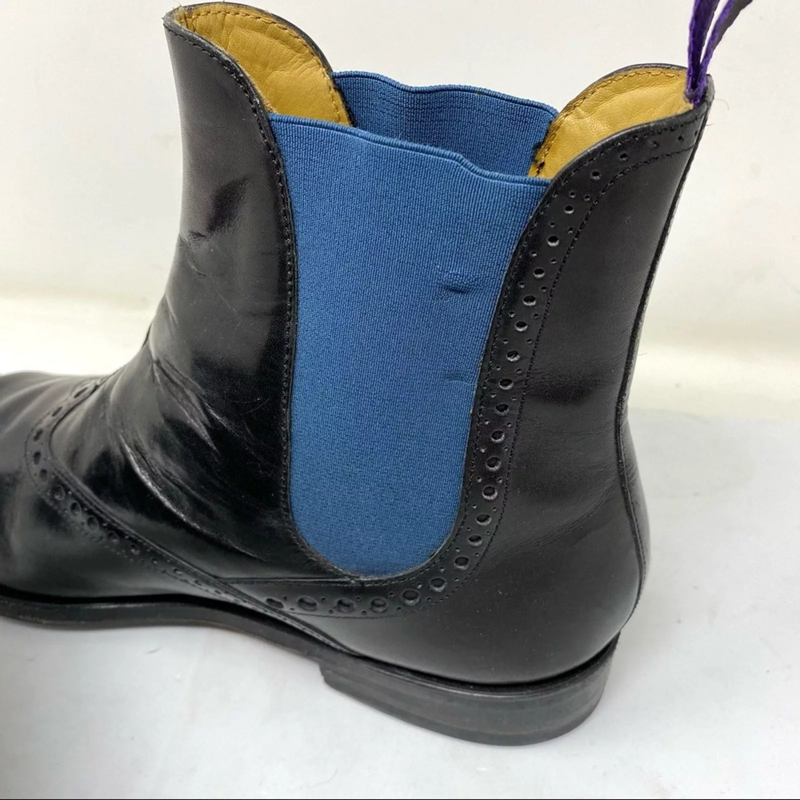Paul Stuart Boots Paul Stuart black leather brogue Chelsea pull on boots 8