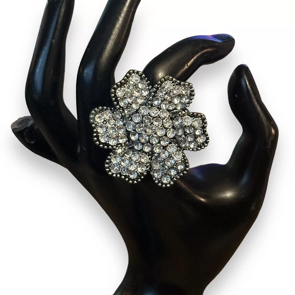 Other Rings Other Large rhinestone flower stretch ring Silver