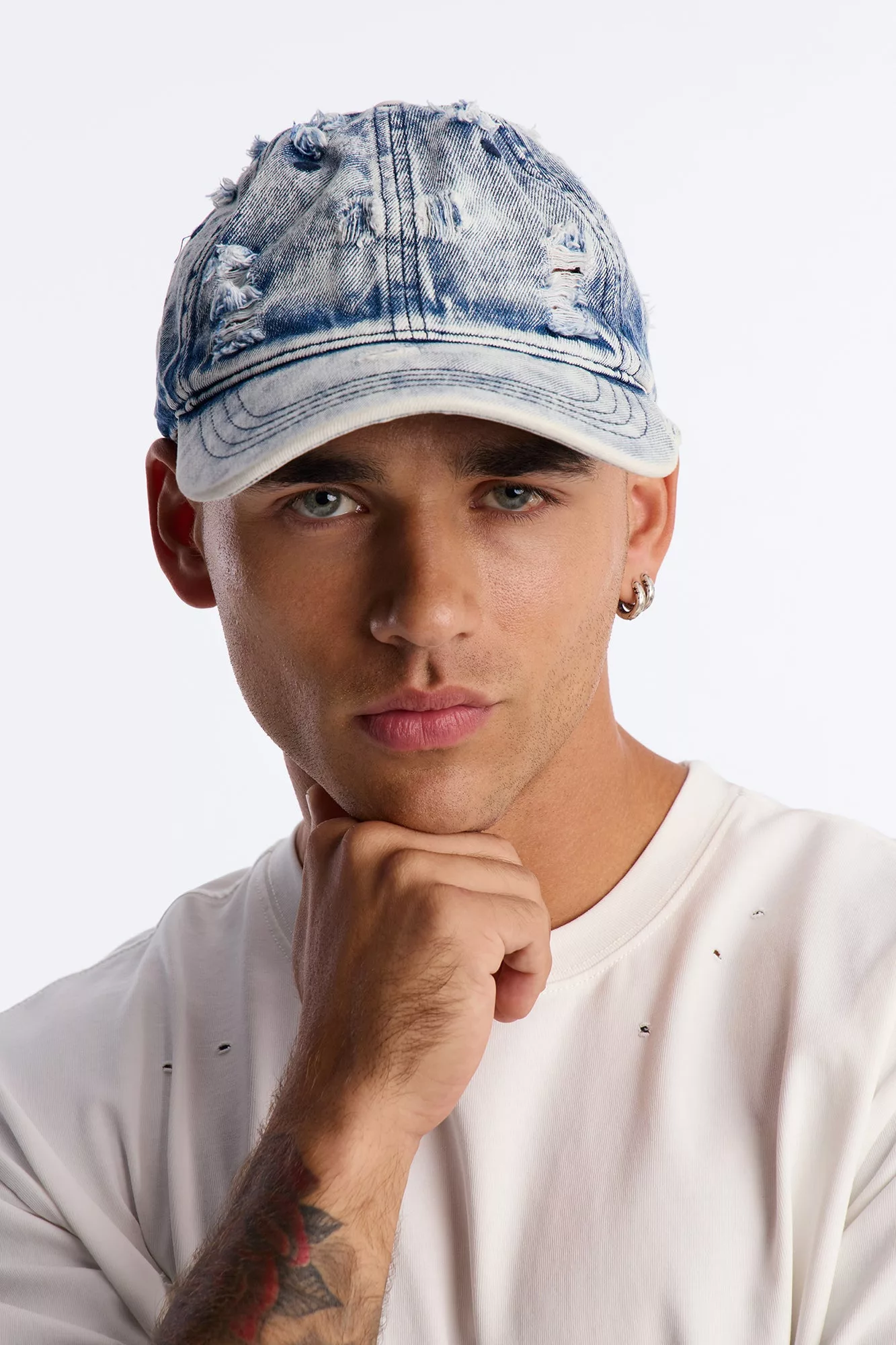 Washed Distressed Baseball Hat - Blue Wash