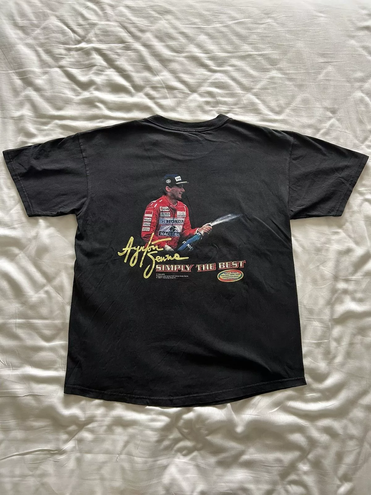 Formula 1 Short Sleeve T Shirts Formula 1 Vintage Ayrton Senna Formula One Tee Black