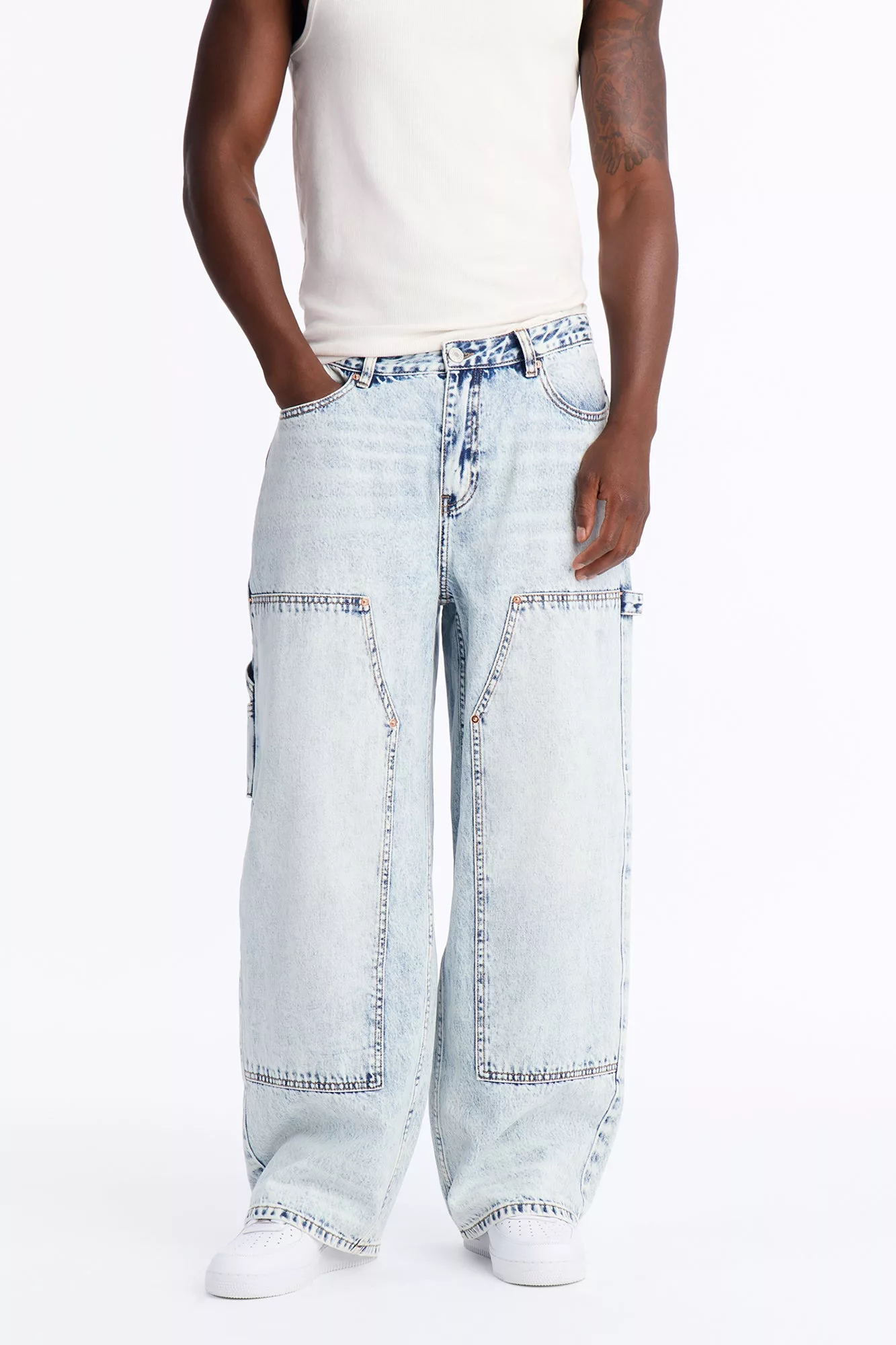 Baggy Double Knee Jean - Light Blue Wash