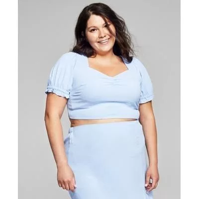 Other Crop Tops Other And Now This Plus Size Tie-Back Crop Top, Chambray Blue, OX Streetwear