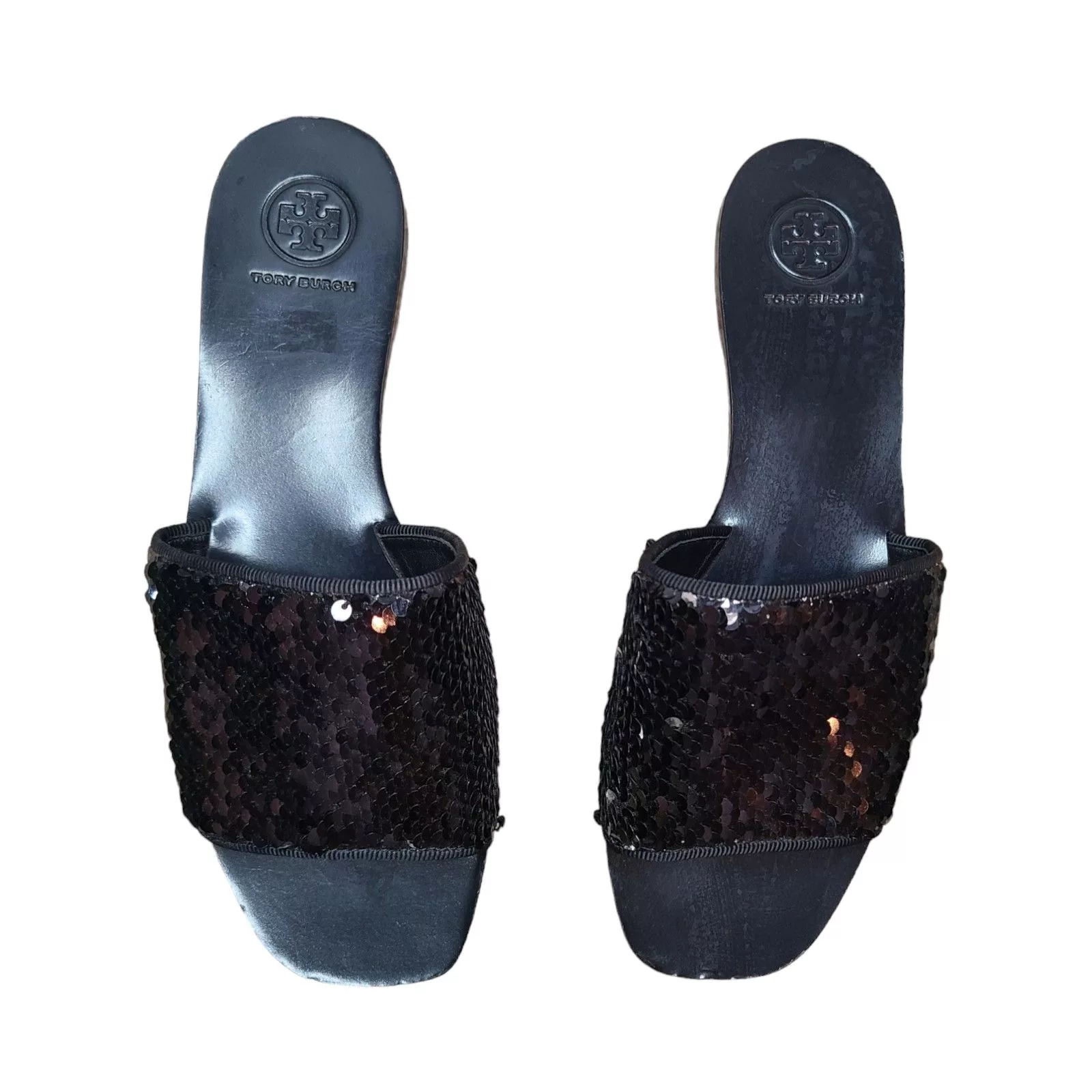 Tory Burch Sandals Tory Burch Carter Black Sequin Slides Sandal Size 7M