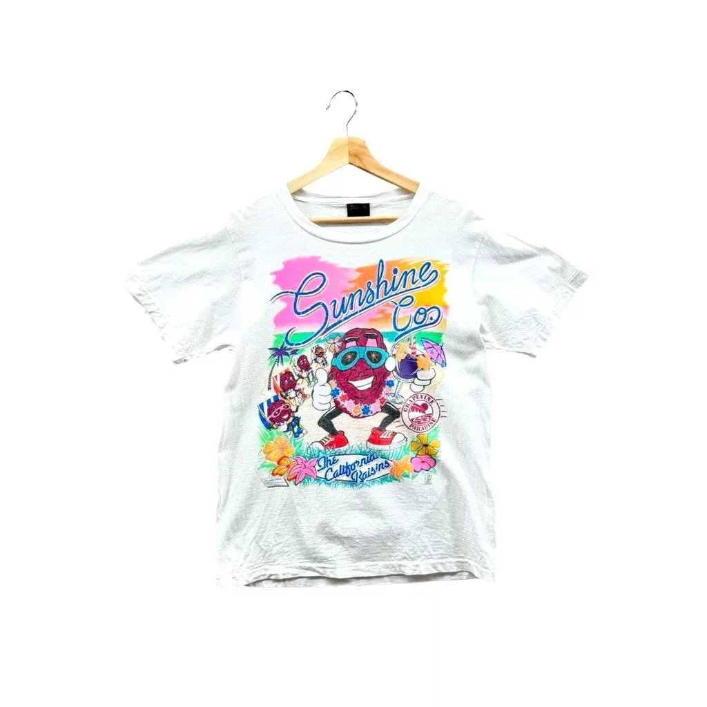 Changes Short Sleeve T Shirts Changes × Vintage Vintage 1987 The California Raisins Grapevine Paradise Tee White