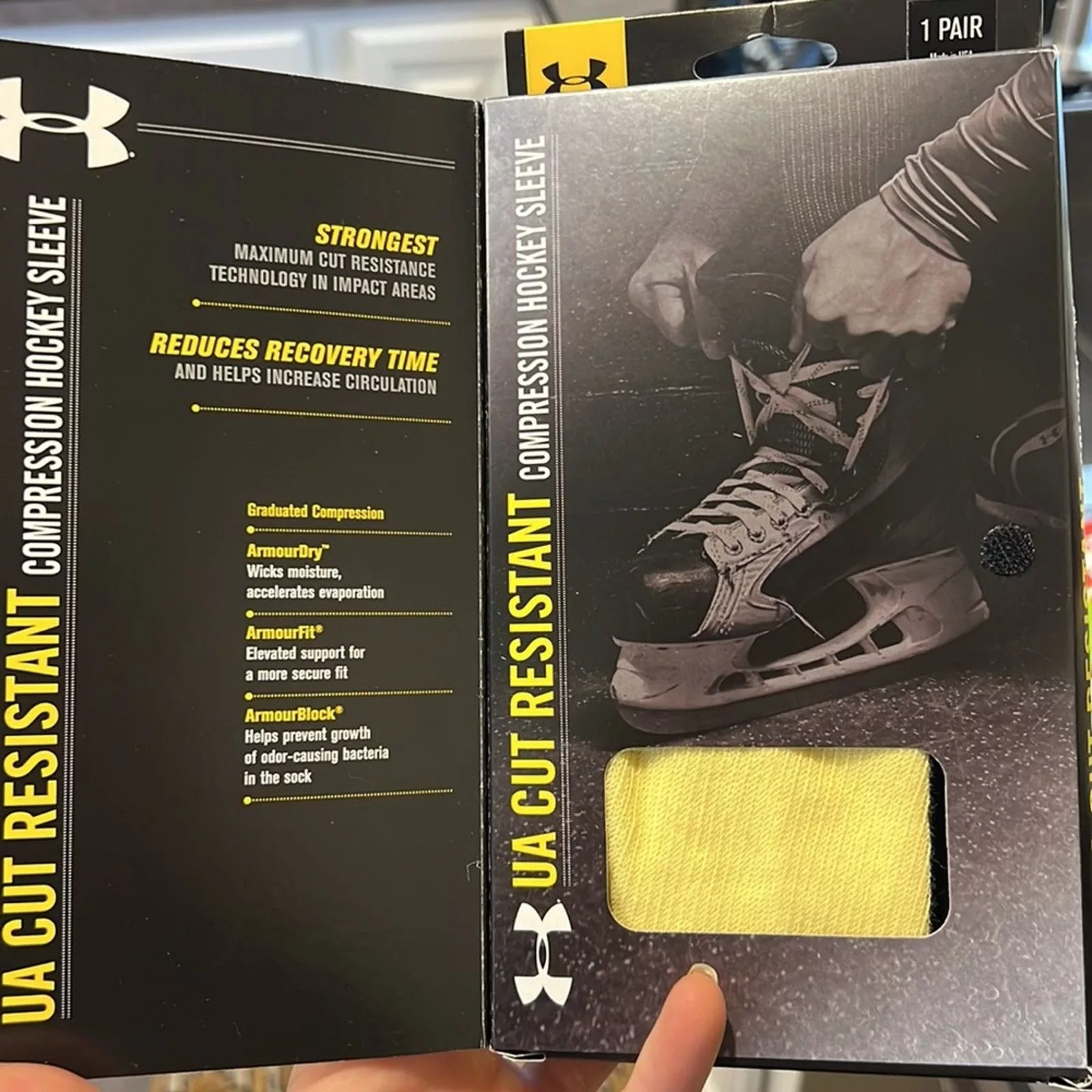 Under Armour Socks Underwear Under Armour Cut Resistant Compression Hockey Sleeve size LG Black