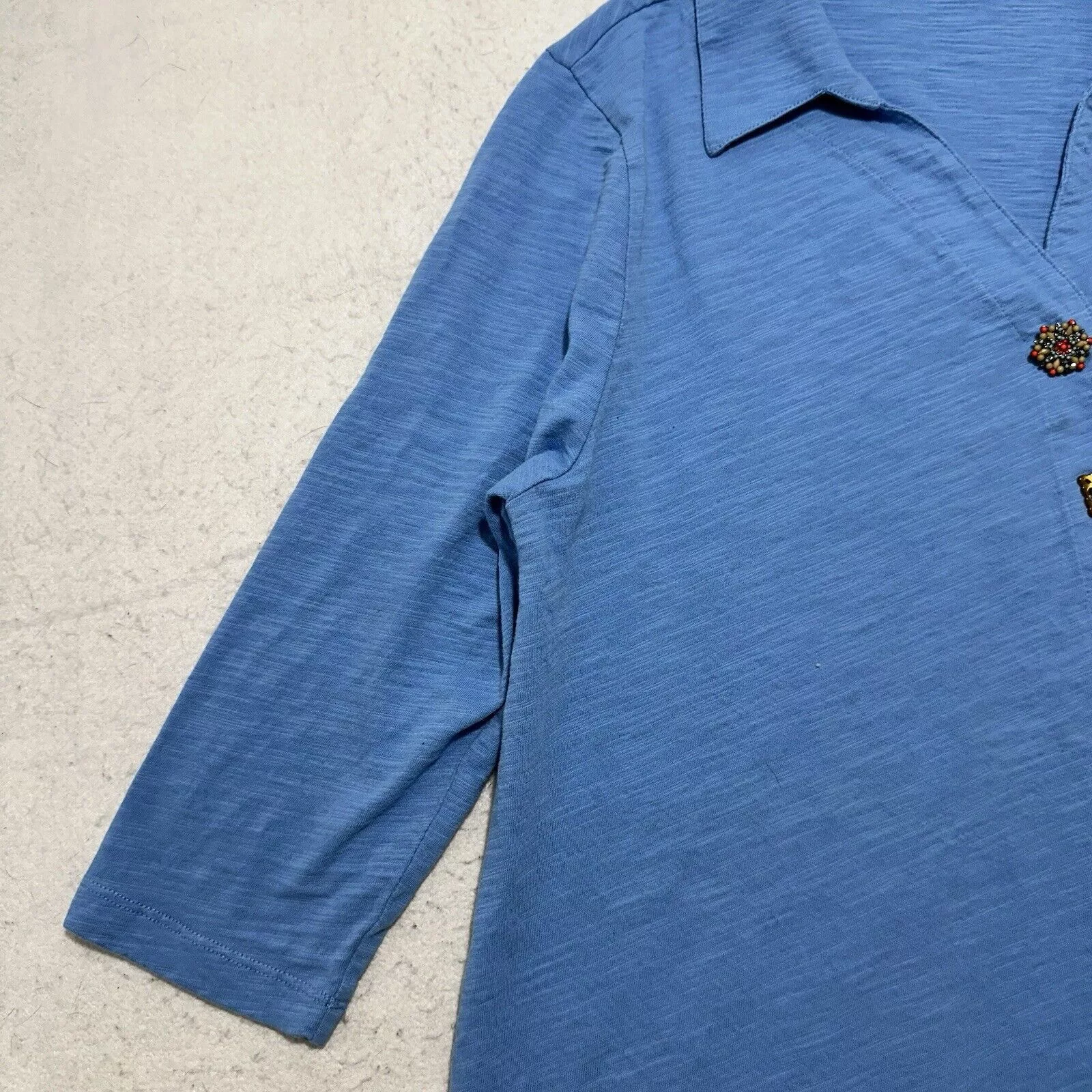 Other Blouses Other Soft Surroundings XL Blue Danielle Button Front Tunic Blouse