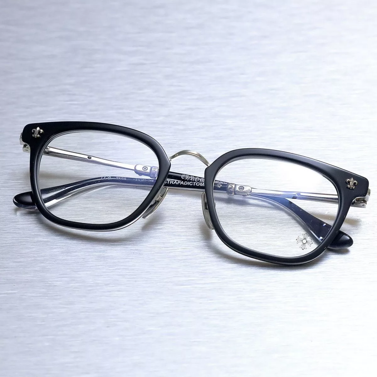 Chrome Hearts Glasses CHROME HEARTS STRAPADICTOME GLASSES Silver