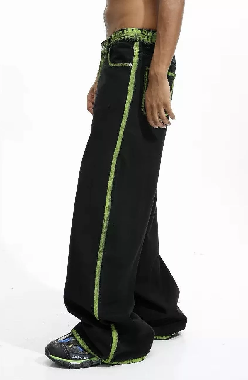 Jean Denim Hand-painted Graffiti Baggy Black Jeans