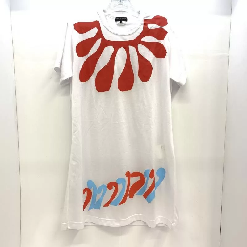 Comme des Garcons Homme Short Sleeve T Shirts Comme des Garcons Homme Short Sleeve Front Wave Printed Tshirt White