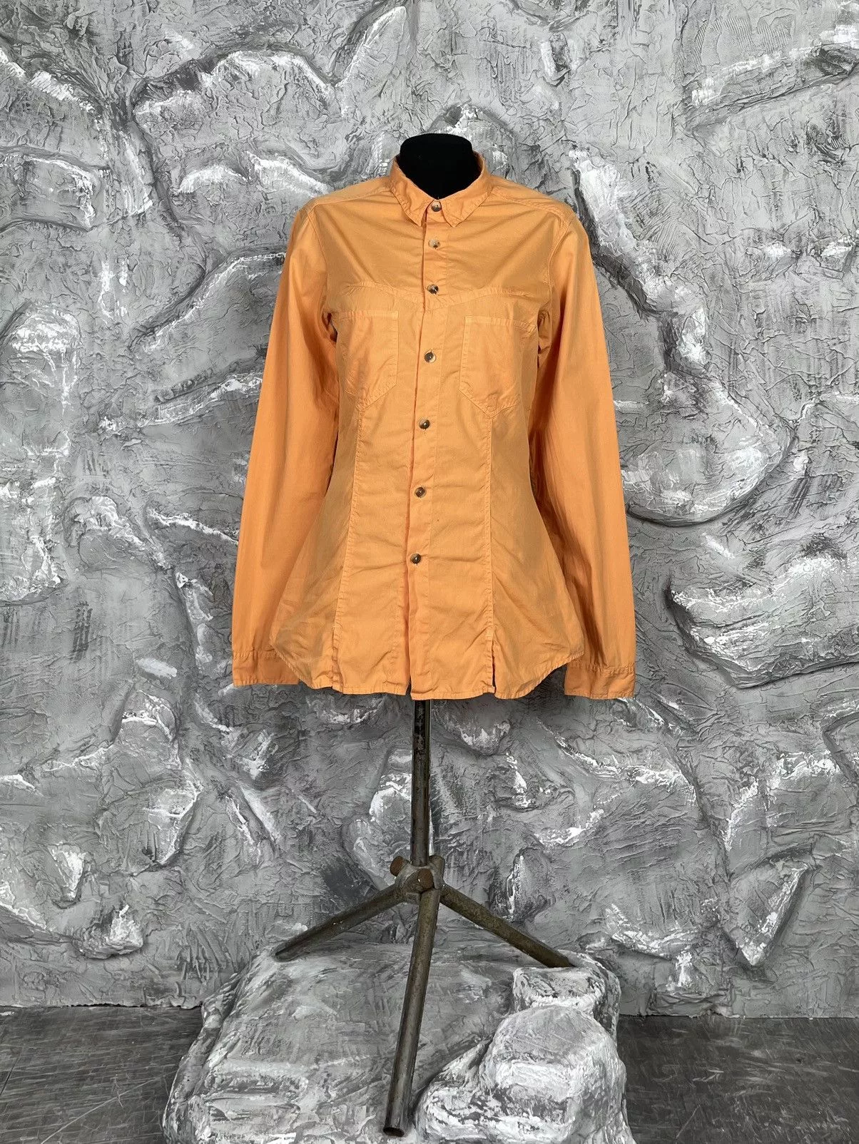 Marithe + Francois Girbaud Mini Dresses Marithe + Francois Girbaud × Vintage MARITHE FRANCOIS GIRBAUD VINTAGE POCKET DRESS SHIRT Y2K Orange Avant-Garde