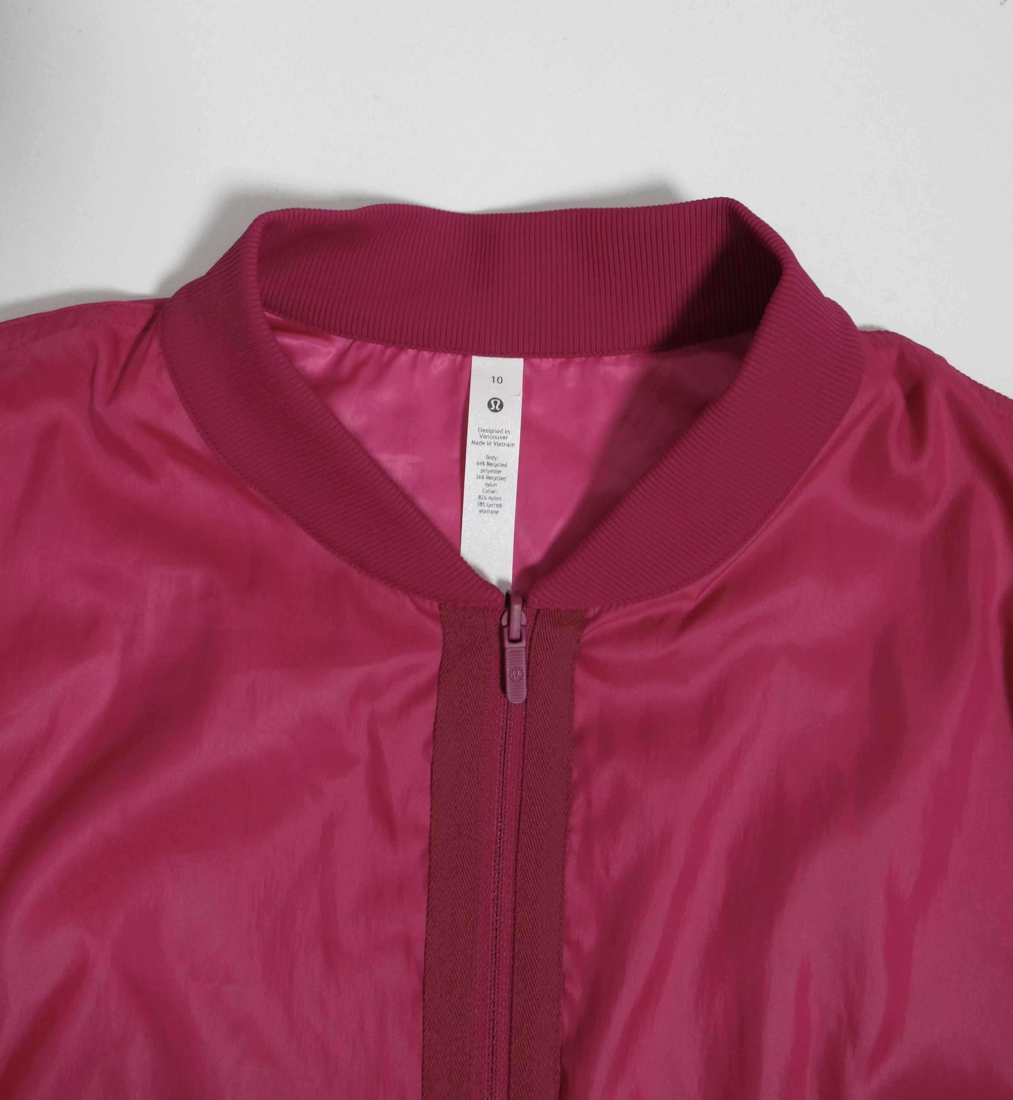 Lululemon Bombers Lululemon Reversible Drape-Sleeve Long Jacket Sonic Pink Multi