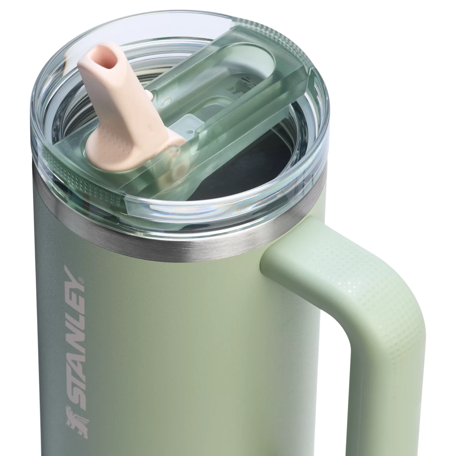Stanley 30 OZ IceFlow Flip Straw Stainless Steel Tumbler In Lichen Green