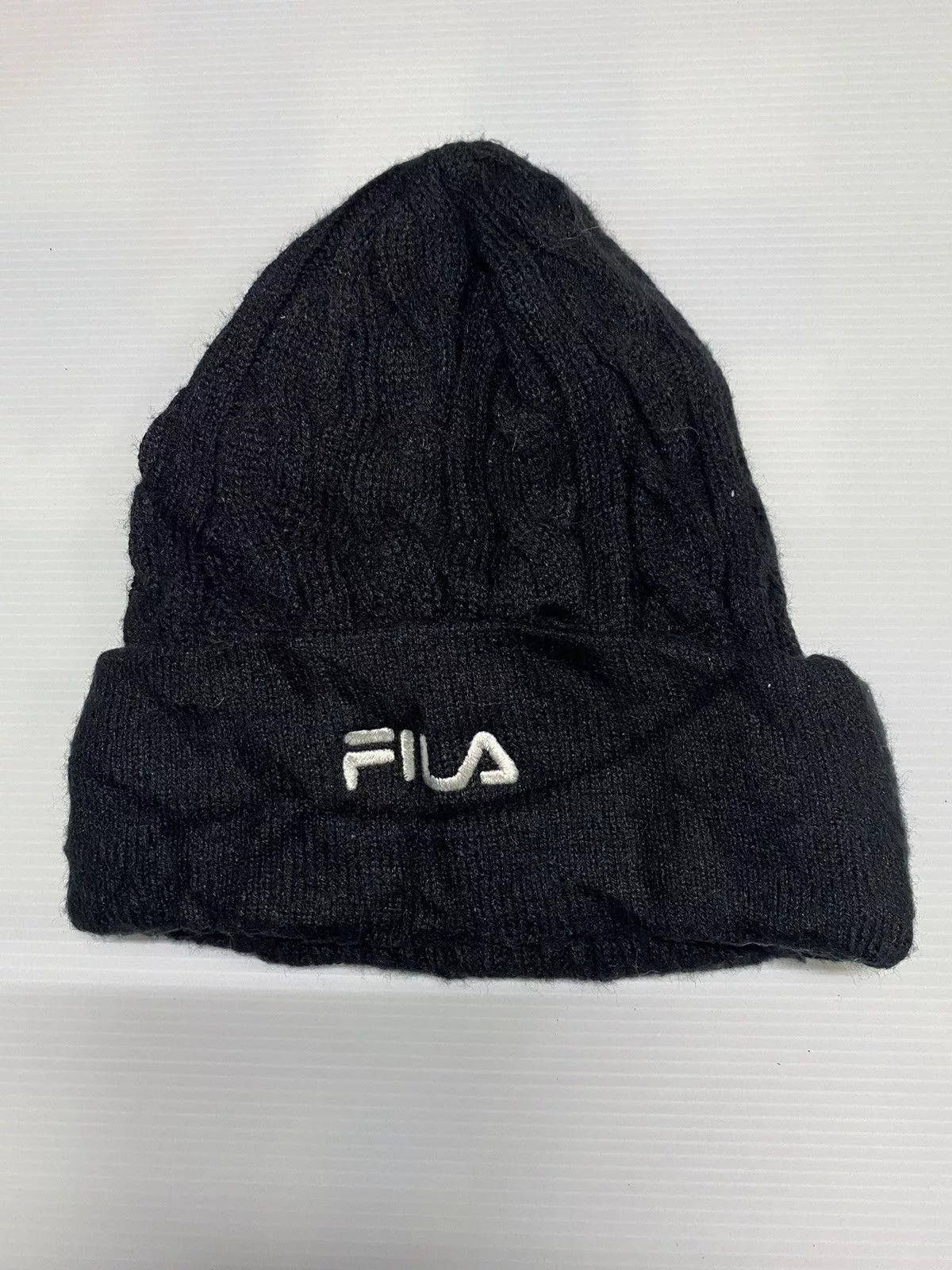 Fila Hats Fila × Vintage Fila Embroidery Knitted Beanie Hat Black