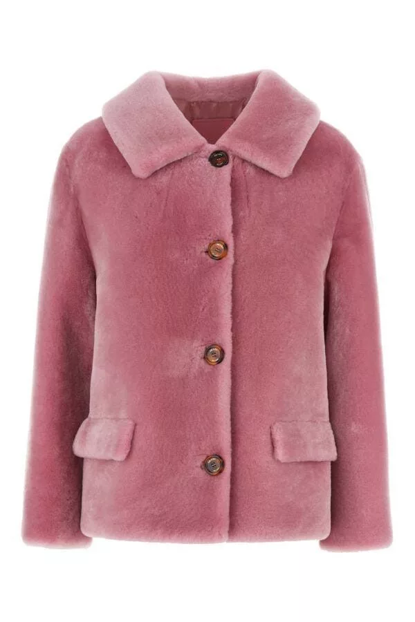 Prada Leather Jackets Prada Pink Fur Coat