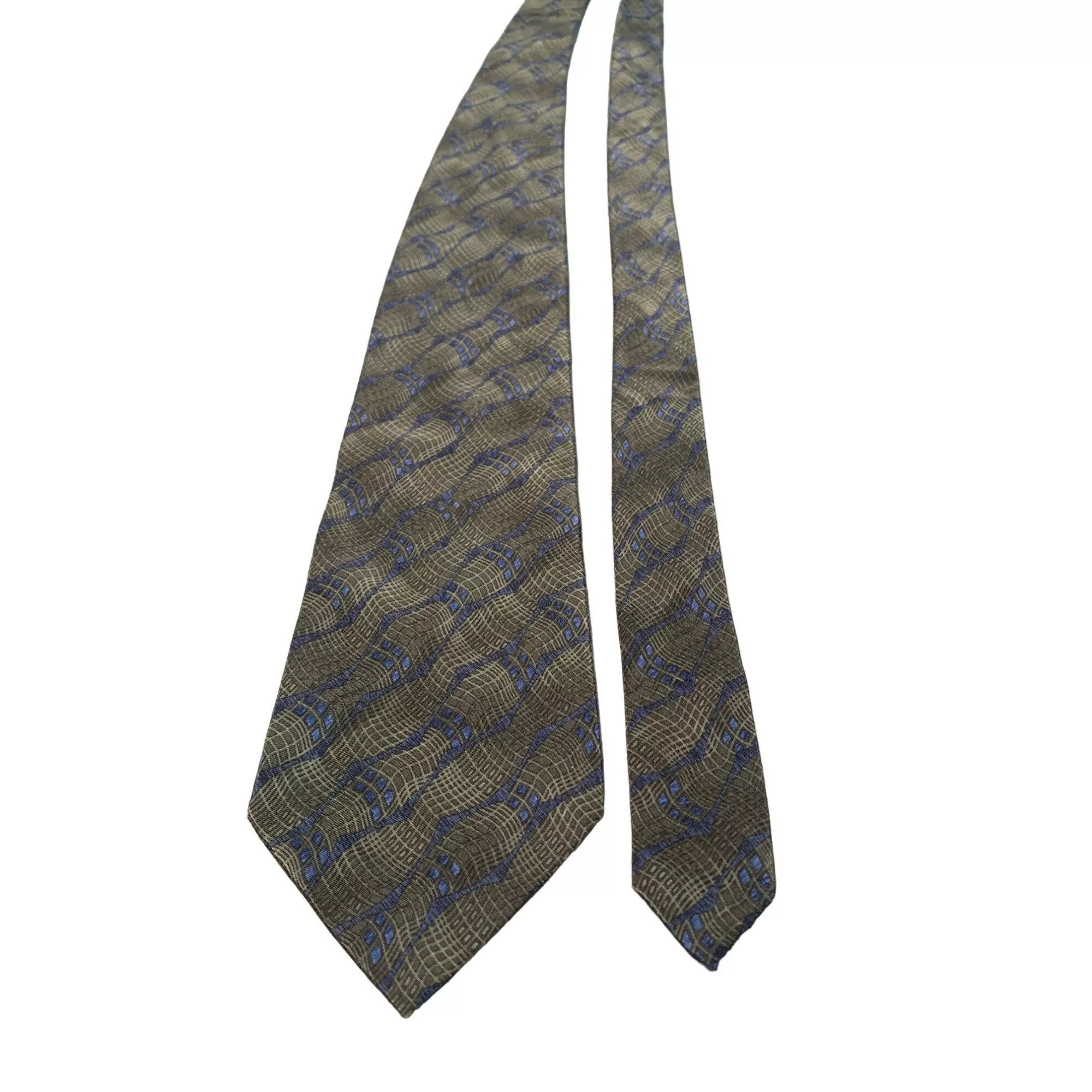 Van Heusen Ties Pocketsquares Van Heusen Mens Silk Tie Brown Blue Geometric Pattern Neckti