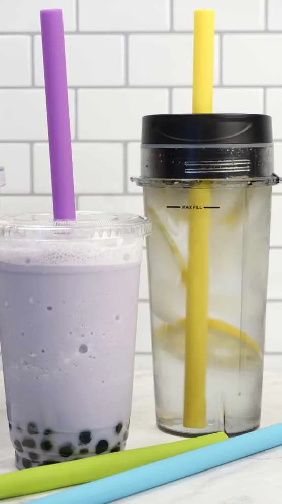Silicone Smoothie Straws 4/set