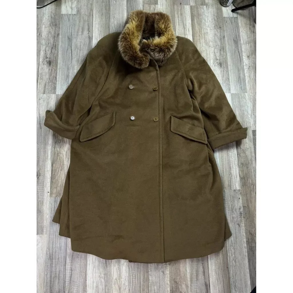 Escada Coats Escada Wool Coat with Red Fox Fur Size: 38 Brown