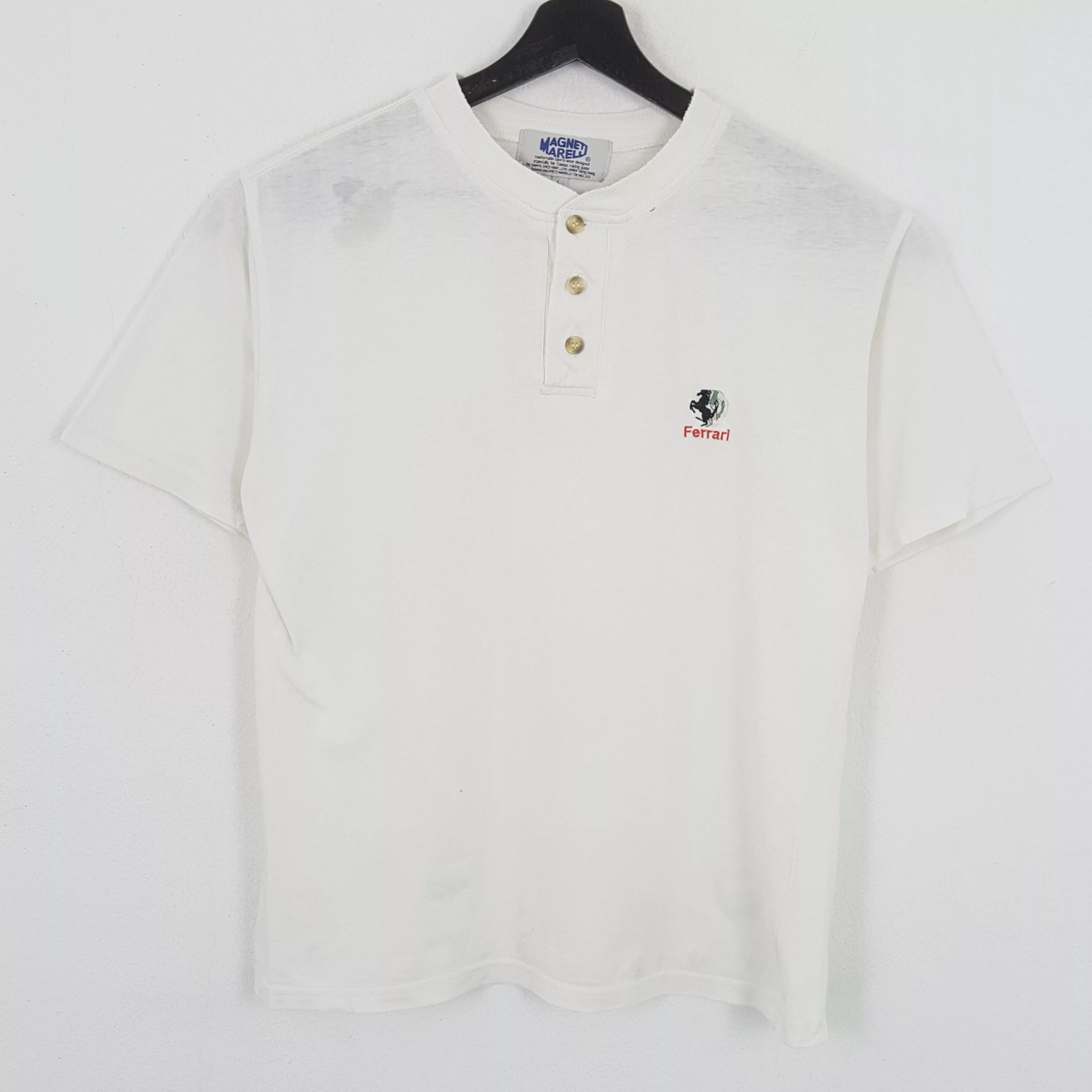 Ferrari Short Sleeve T Shirts Ferrari × Vintage FERRARI MAGNETI MARELLI Tshirt Small Logo Design White