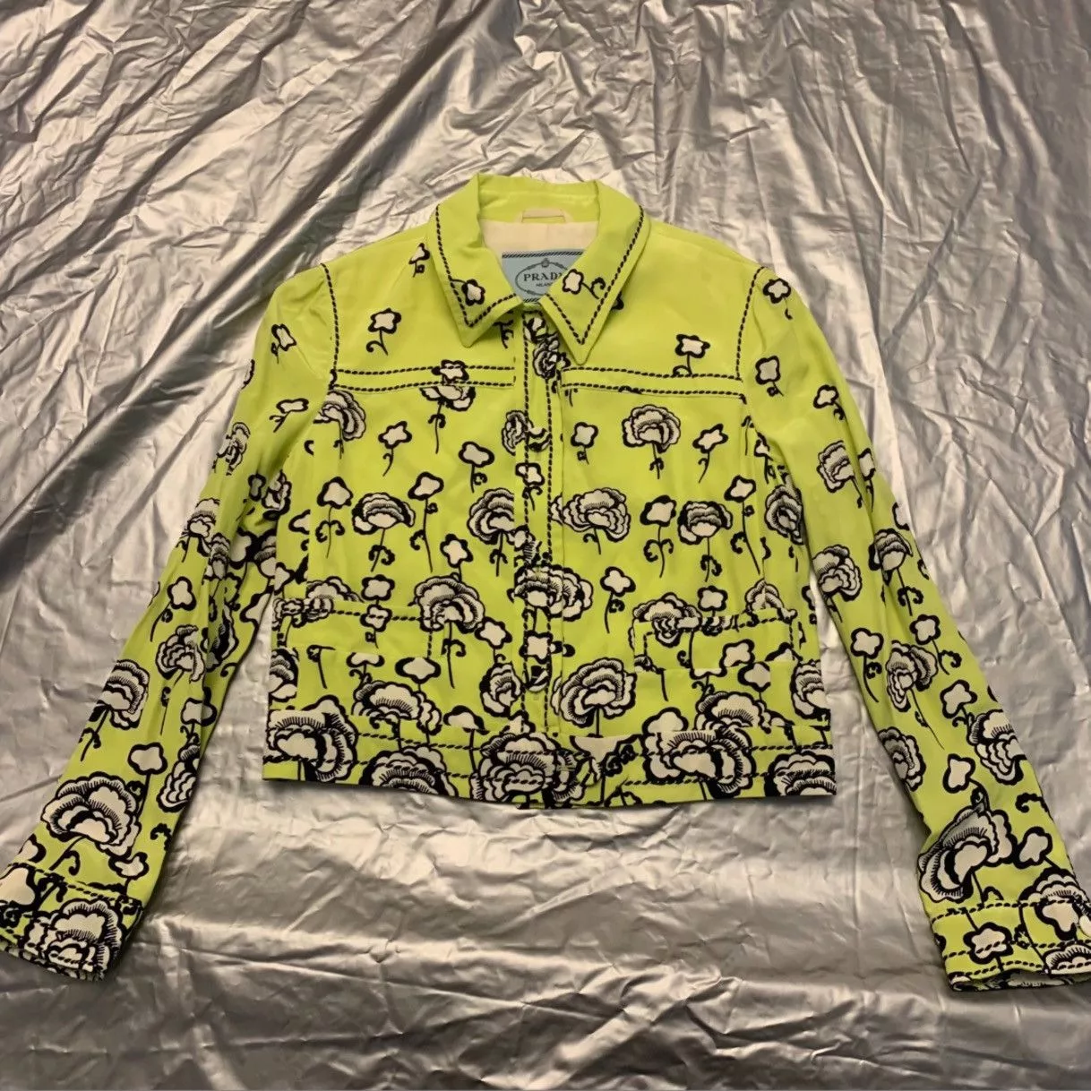Prada Jackets Prada silk jacket in green