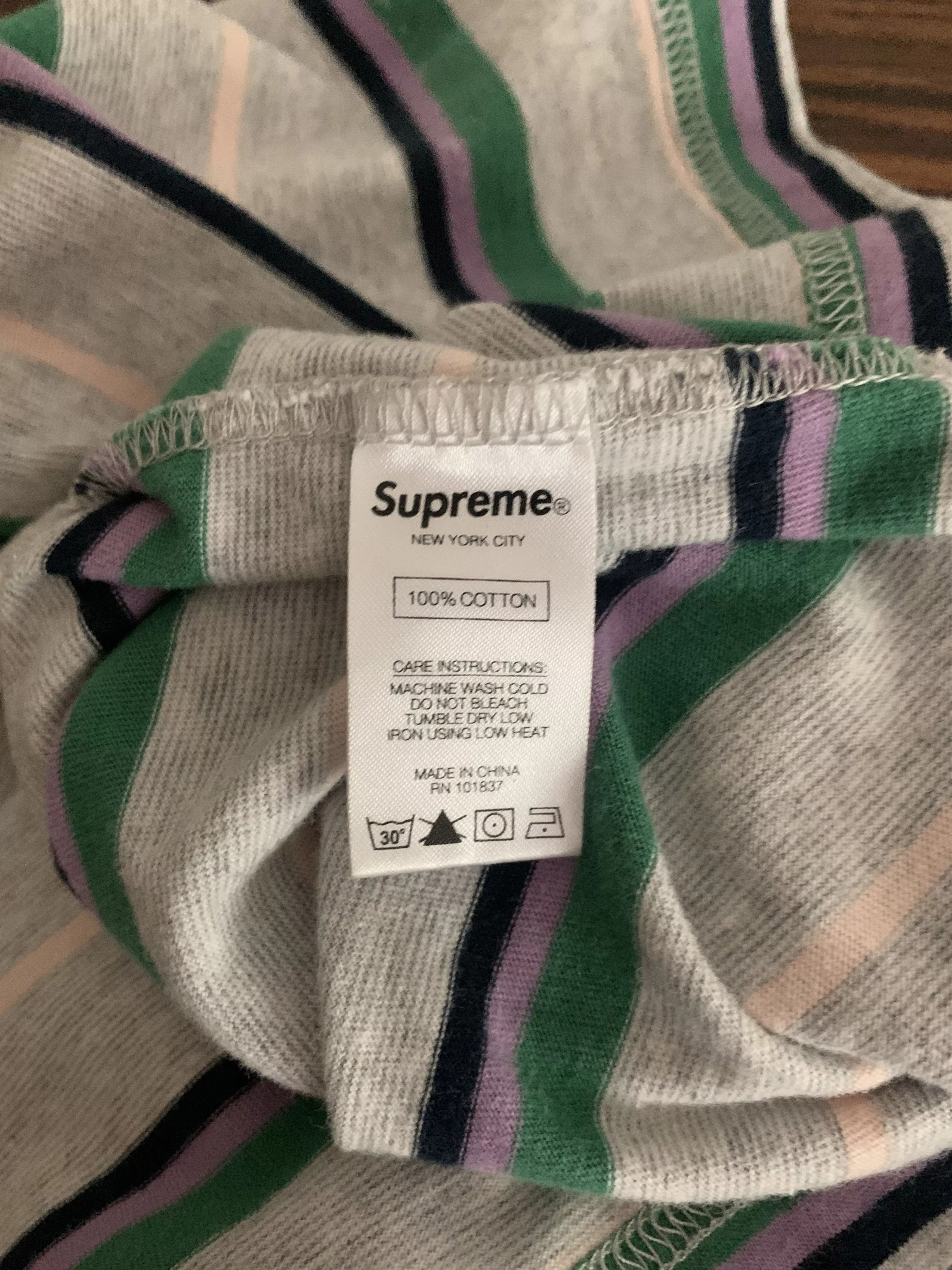 Supreme Short Sleeve T Shirts Supreme Heather Stripe Top Size M Black