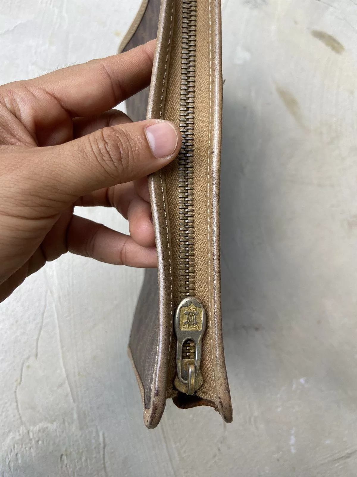 Celine Clutches Celine × Designer Auth Celine Macadam clutch Bag Brown Luxury