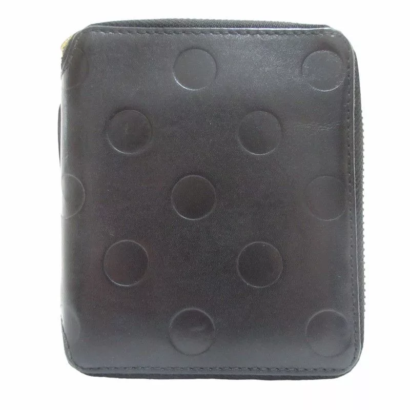 Comme des Garcons SHIRT Wallets Comme des Garcons SHIRT Wallet Leather Polka Dot Bi-fold Zip Black