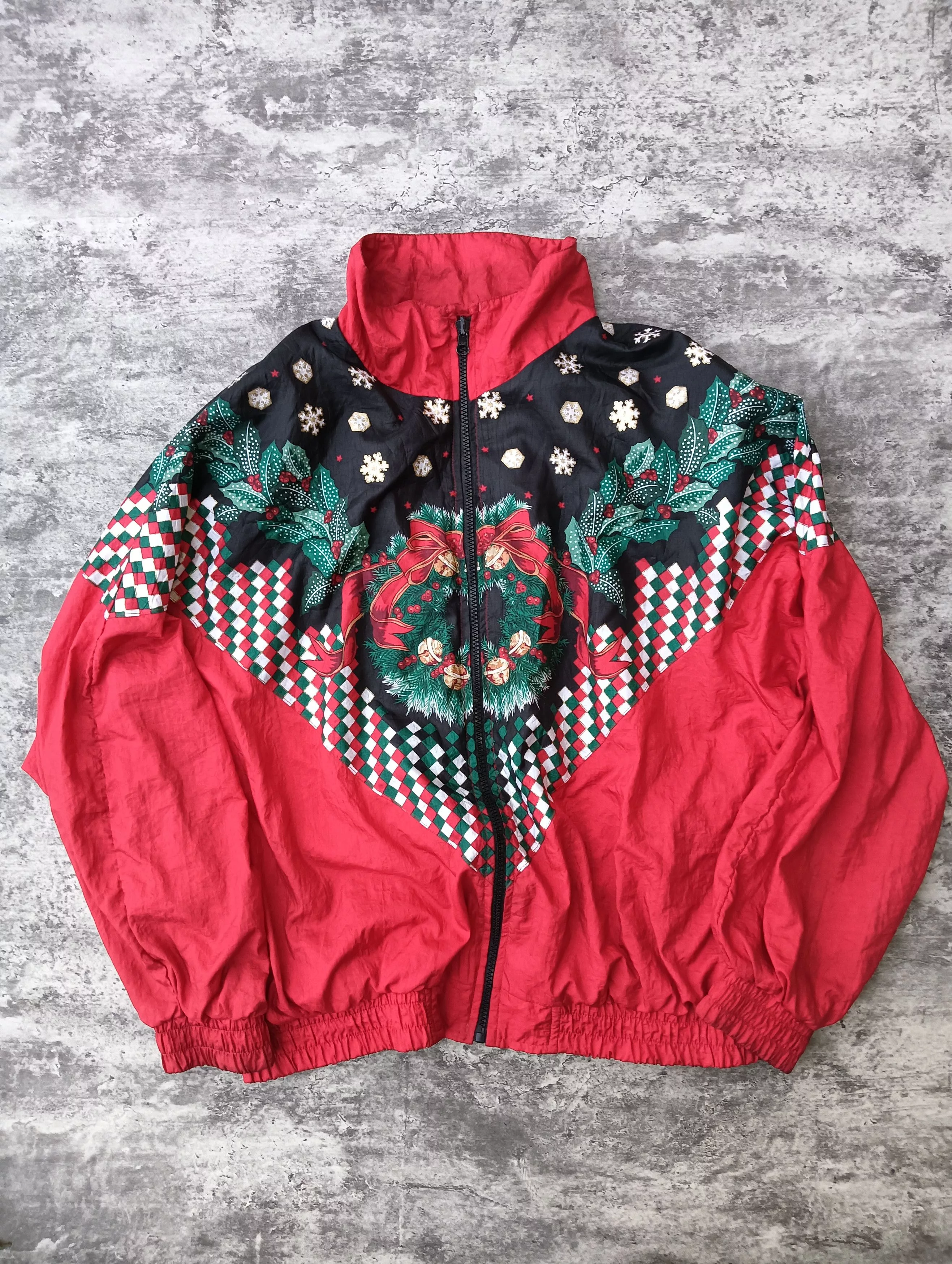 Vintage Light Jackets Vintage Christmas Windbreaker Jacket Red