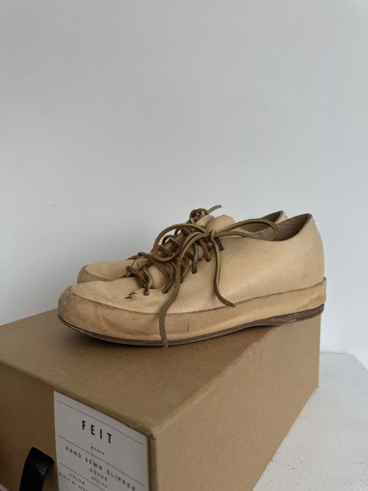 Feit Low Top Sneakers Feit Raw Leather Sneakers Beige