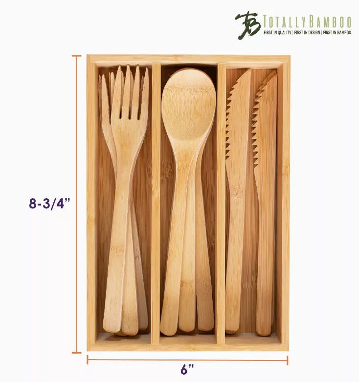 12-Pc. Reusable Bamboo Flatware Set w/Case