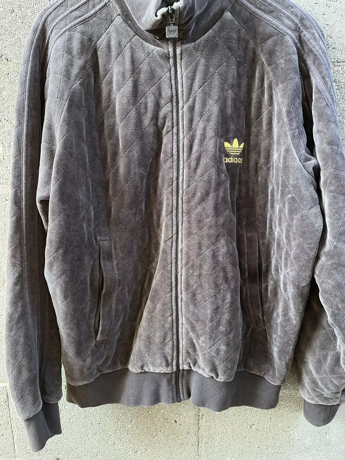 Adidas Light Jackets Adidas × Vintage VTG ADIDAS VELVET JACKET Brown Streetwear