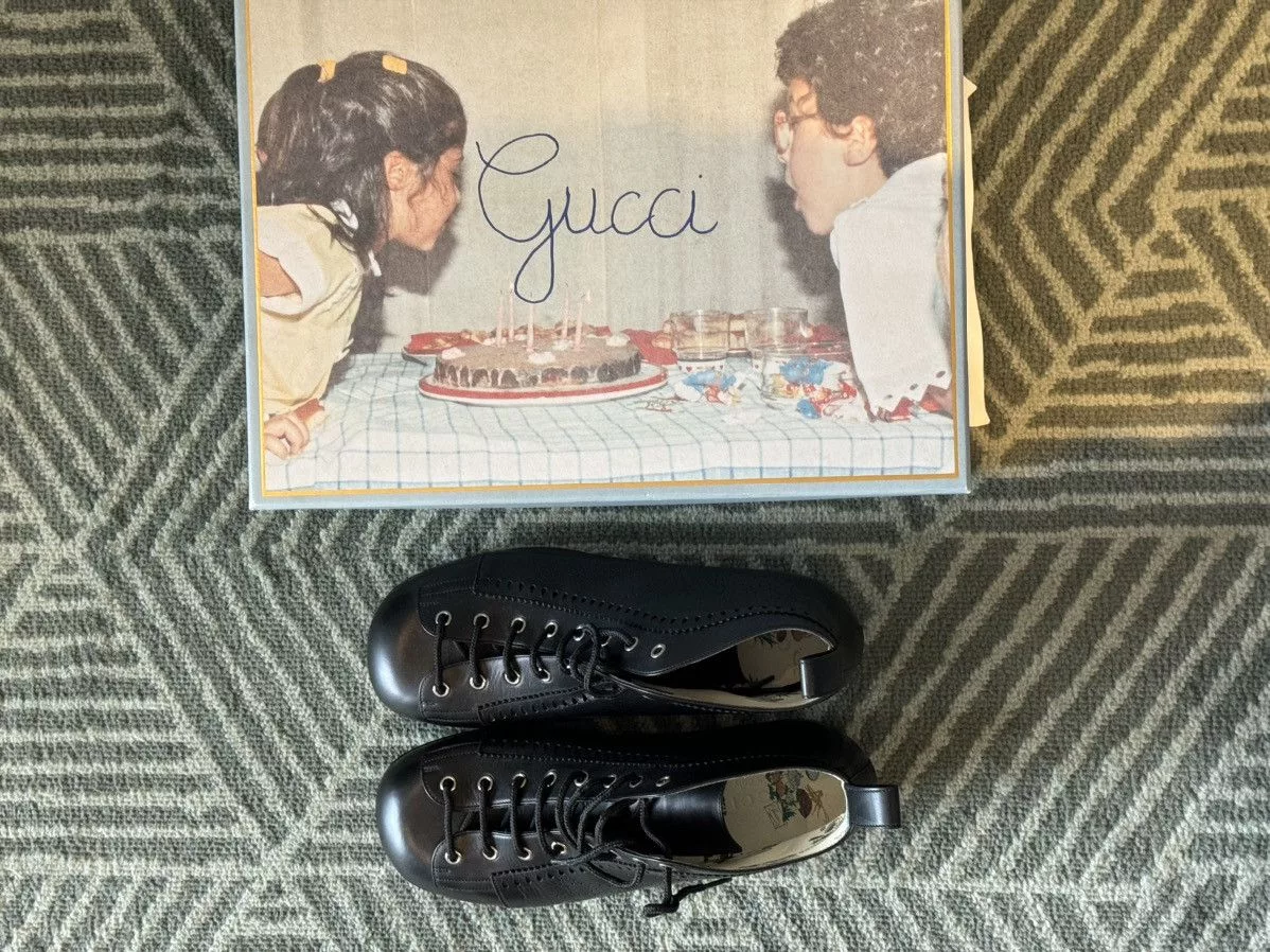 Gucci Boots GUCCI PERFORATED LEATHER JAKARTA BOOTS Black