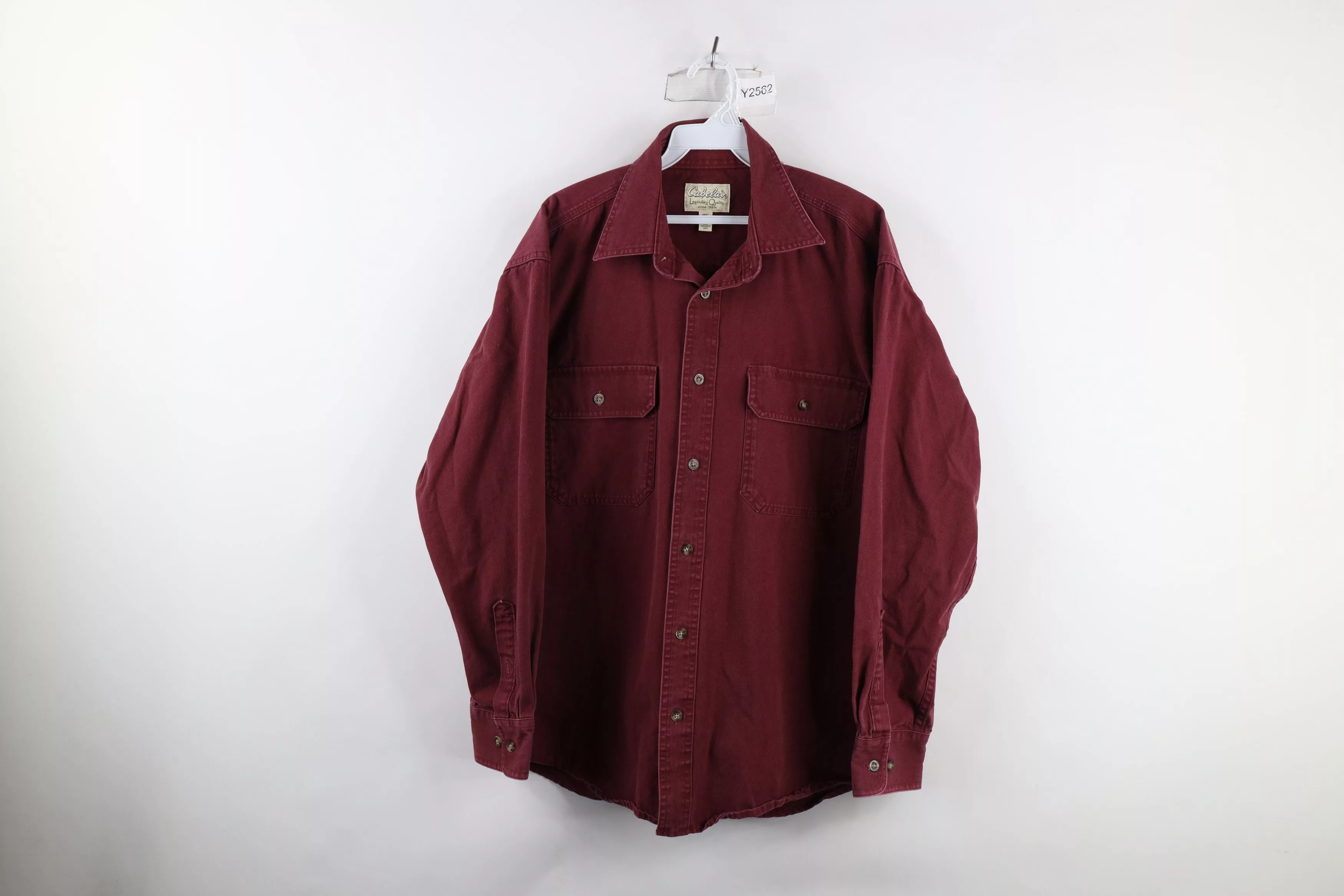 Cabelas Shirts Button Ups Cabelas × Vintage Vintage Cabelas Canvas Collared Button Shirt Burgundy Cotton