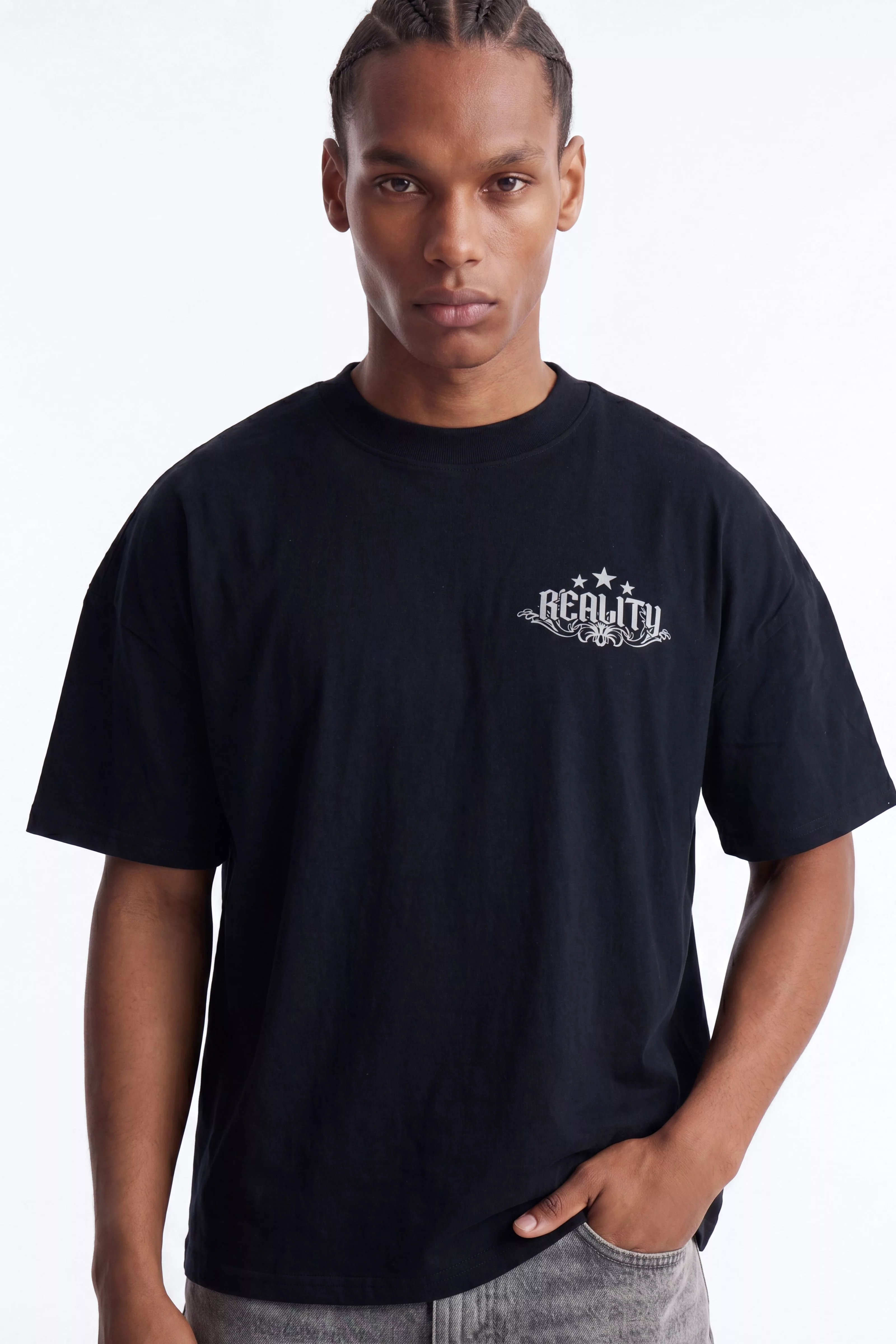 Reality Star Oversized Short Sleeve Tee - Black