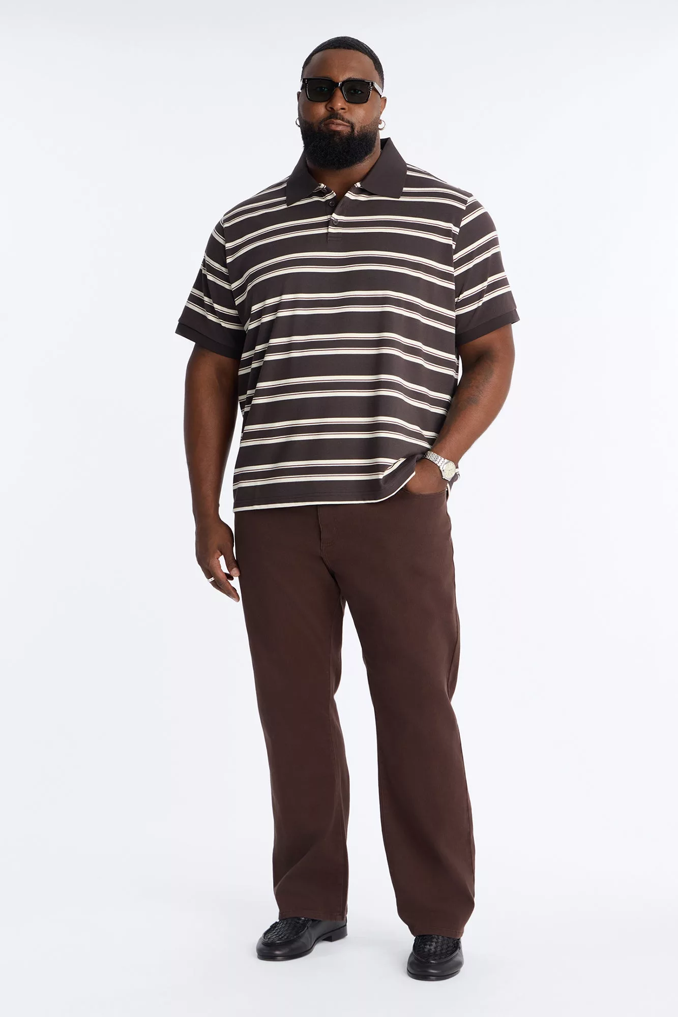 Casey Stripe Polo - Brown/combo