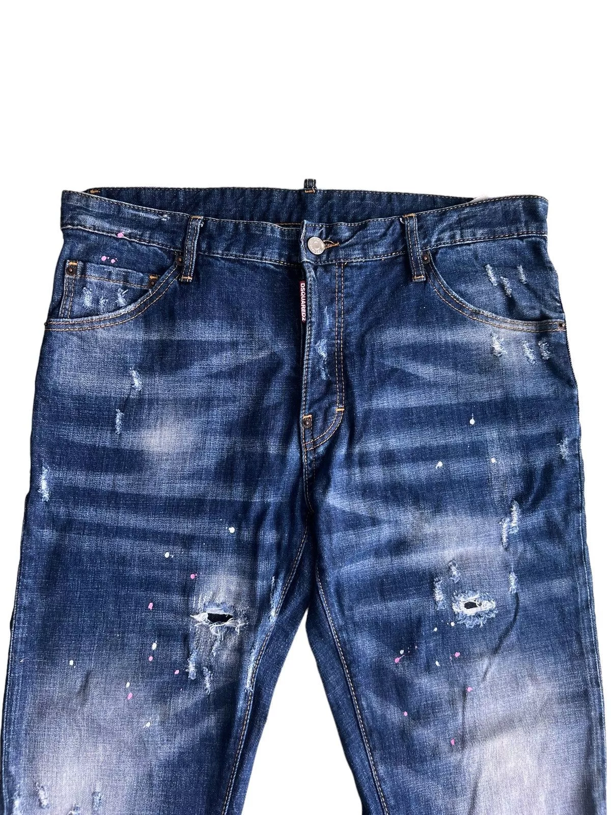 Dsquared2 Denim 2018 Dsquared2 🇮🇹 Clawmark Painter Regular Cut Denim Jeans Blue Vintage