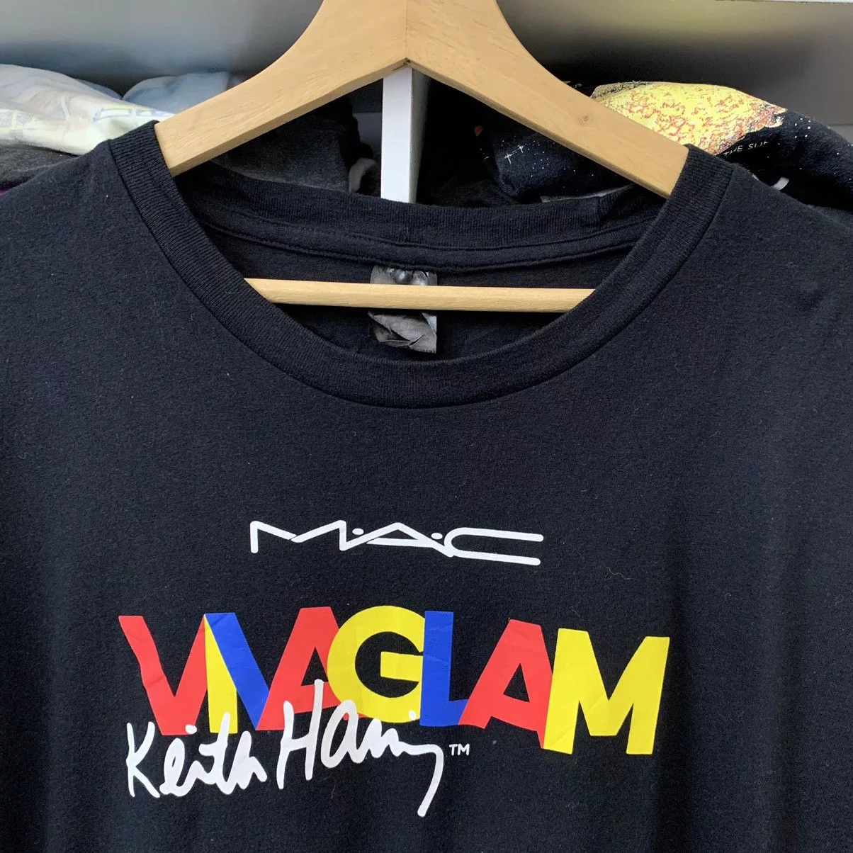 Keith Haring Short Sleeve T Shirts Keith Haring KEITH HARRING x MAC COSMETICS Black Streetwear