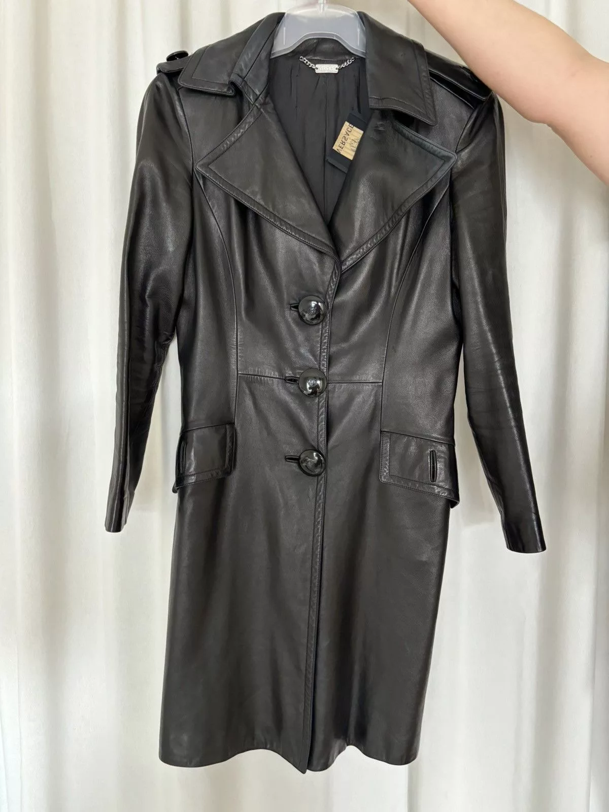 Versace Leather Jackets Versace Leather Coat in IT44 Black