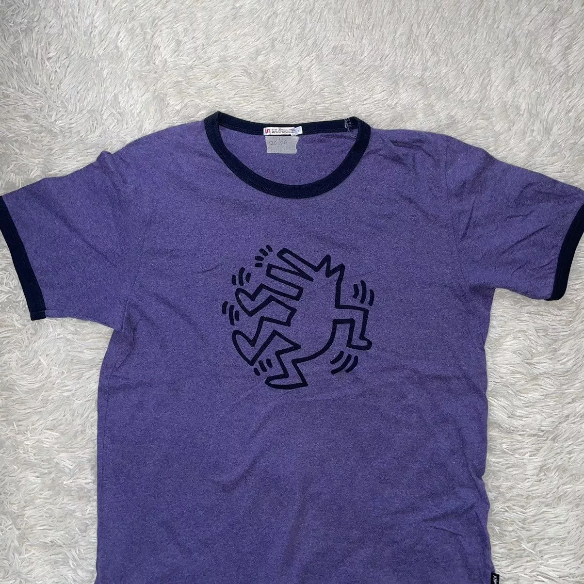 Keith Haring Short Sleeve T Shirts Keith Haring × Uniqlo Keith Haring Uniqlo Ringer Purple