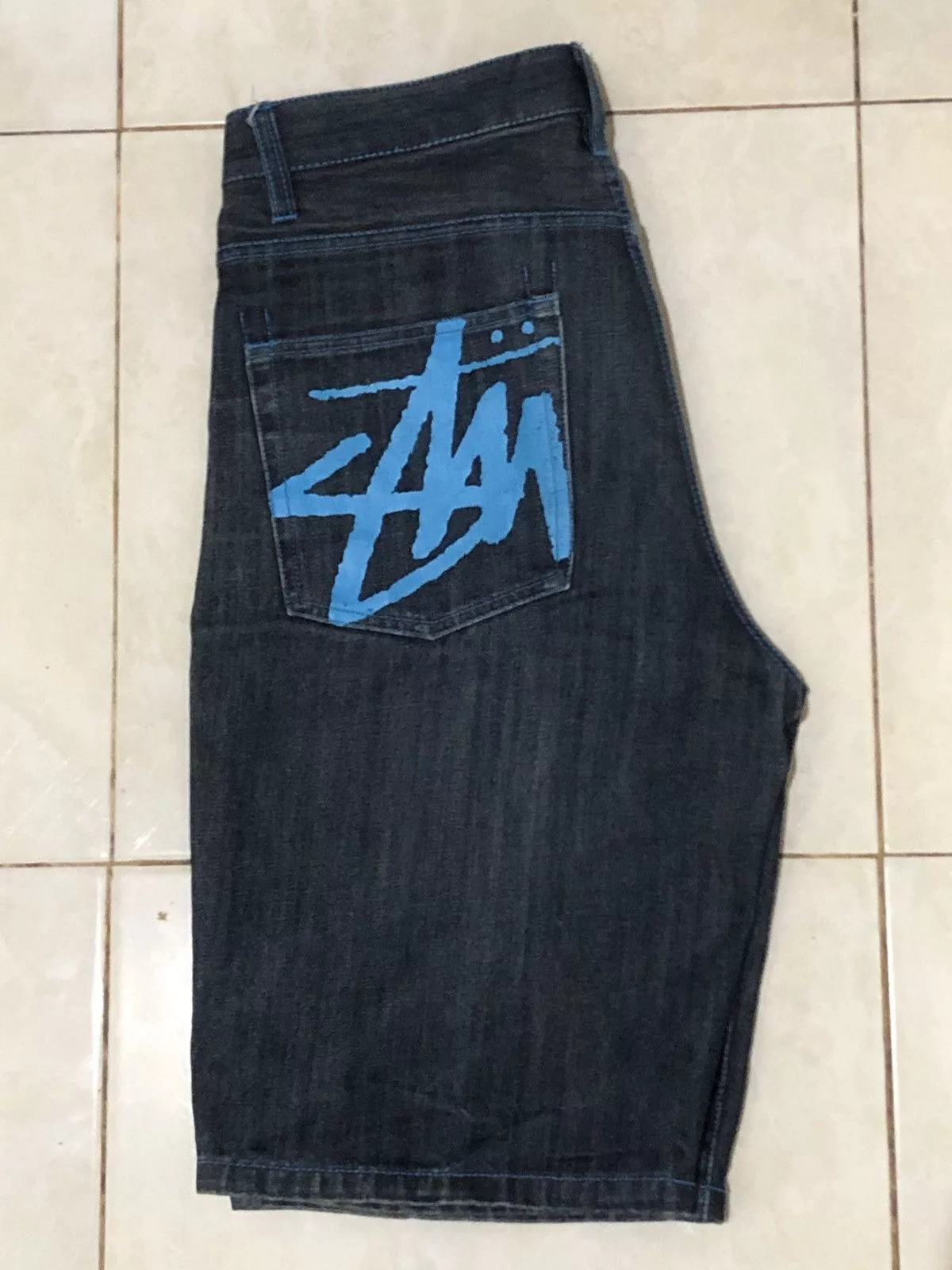 Stussy Denim STUSSY SPELL OUT JORTS y2k Blue