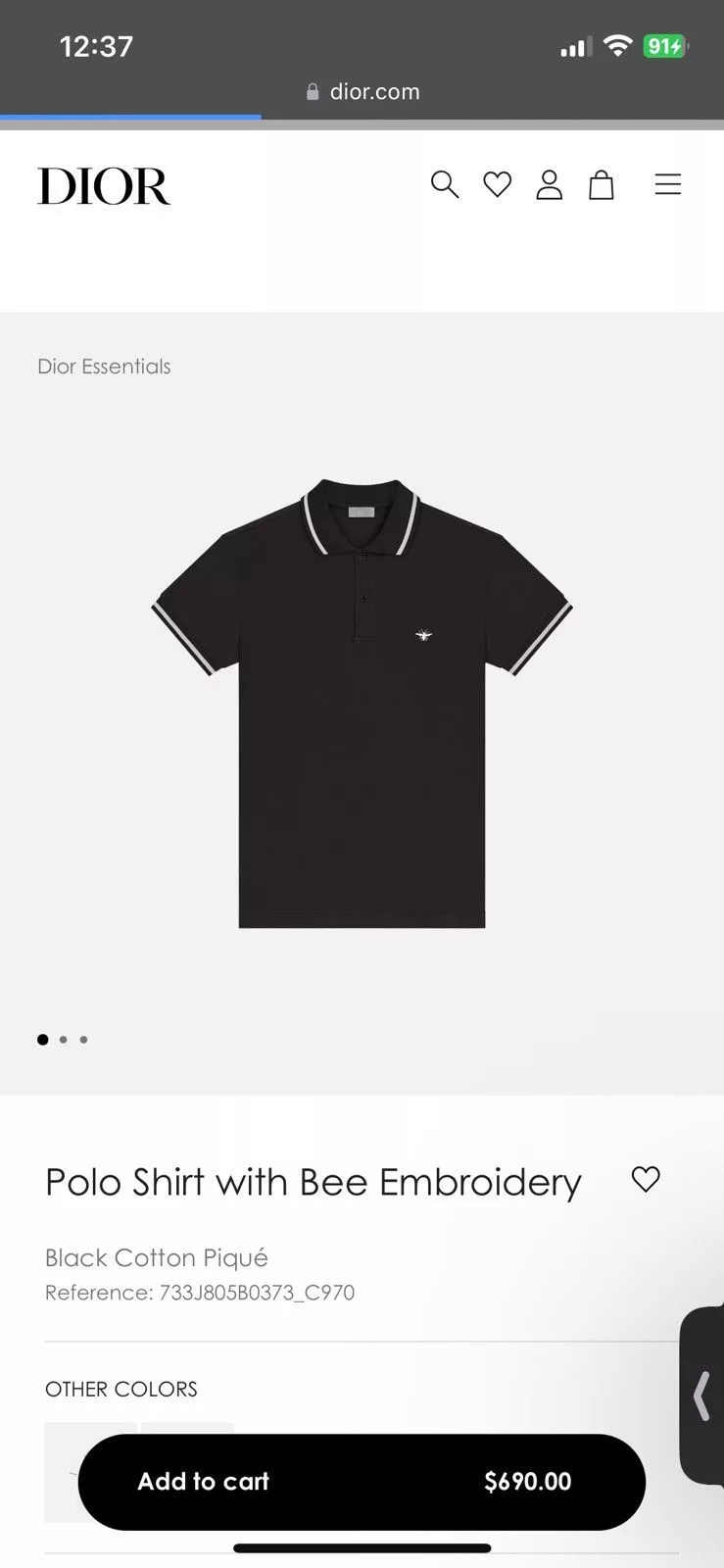Dior Polos Dior Polo Shirt with Bee Embroidery Black