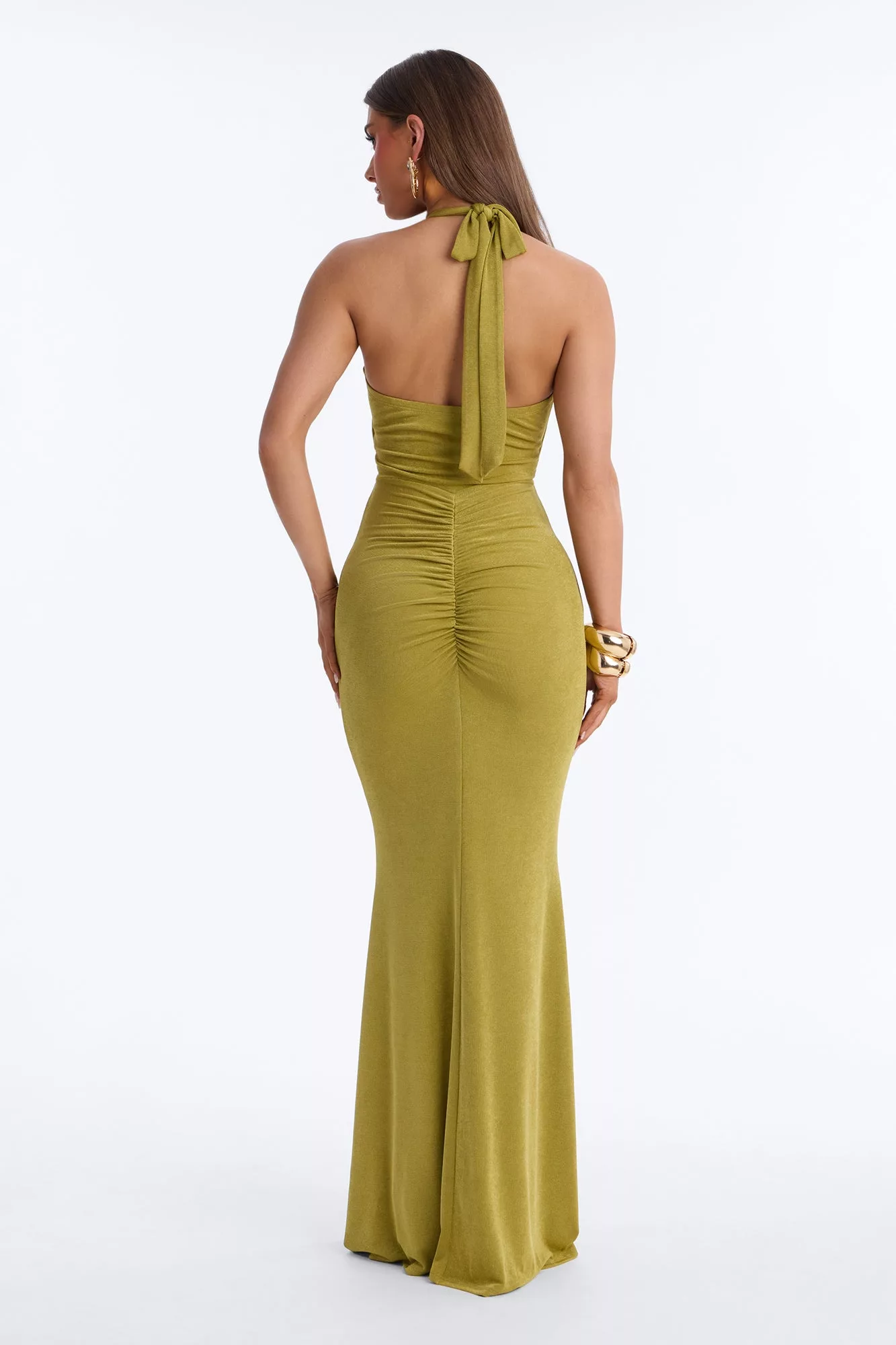 Isla Ruched Draped Maxi Dress - Sage