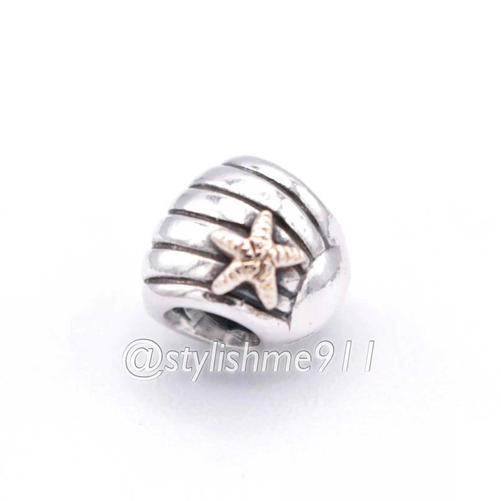 pandora Charms Authentic PANDORA Sea Shell Charm with 14K Gold - 790249