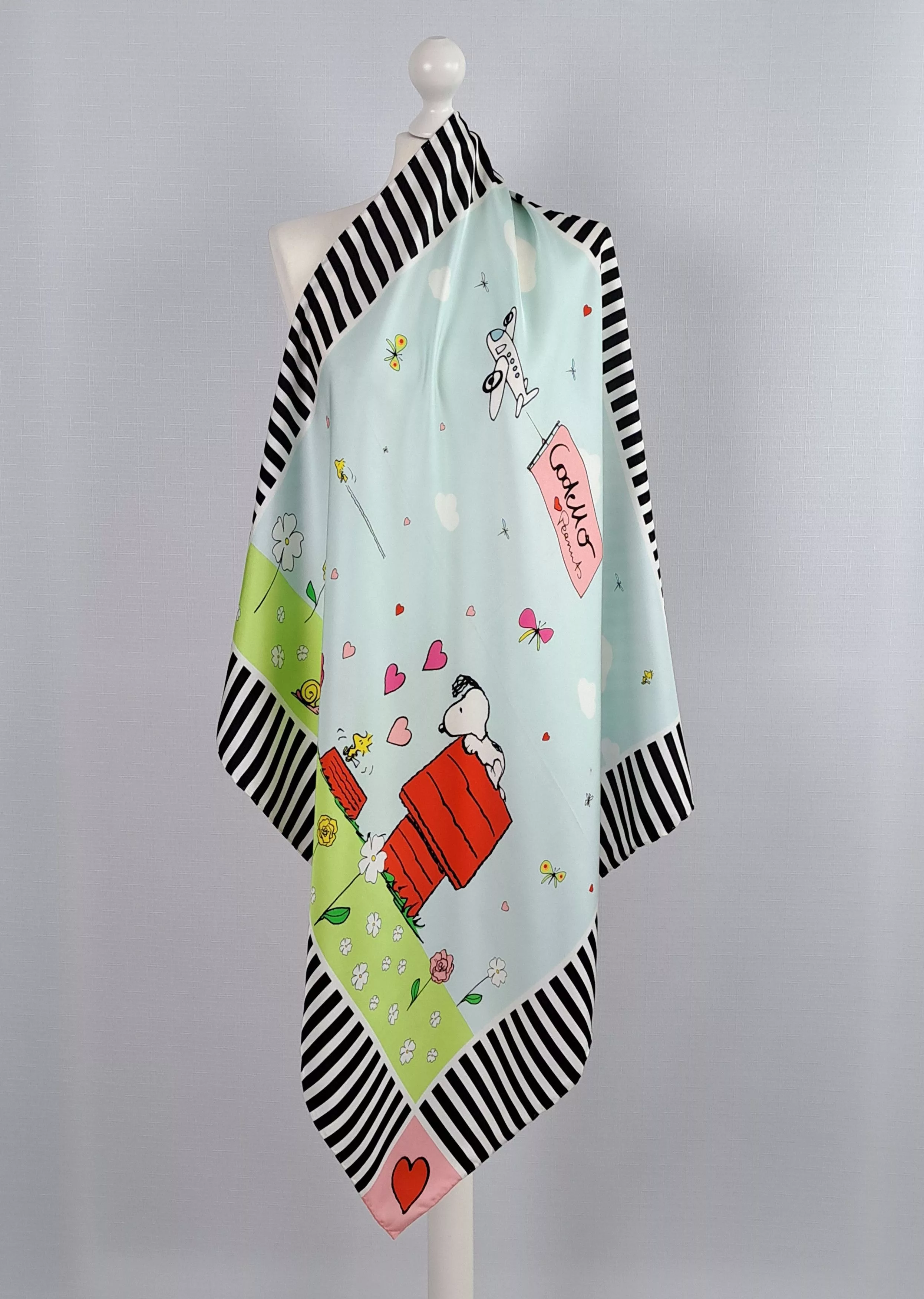 Designer Scarves Designer CODELLO Loves Peanuts - Snoopy - funy silk scarf. Multi