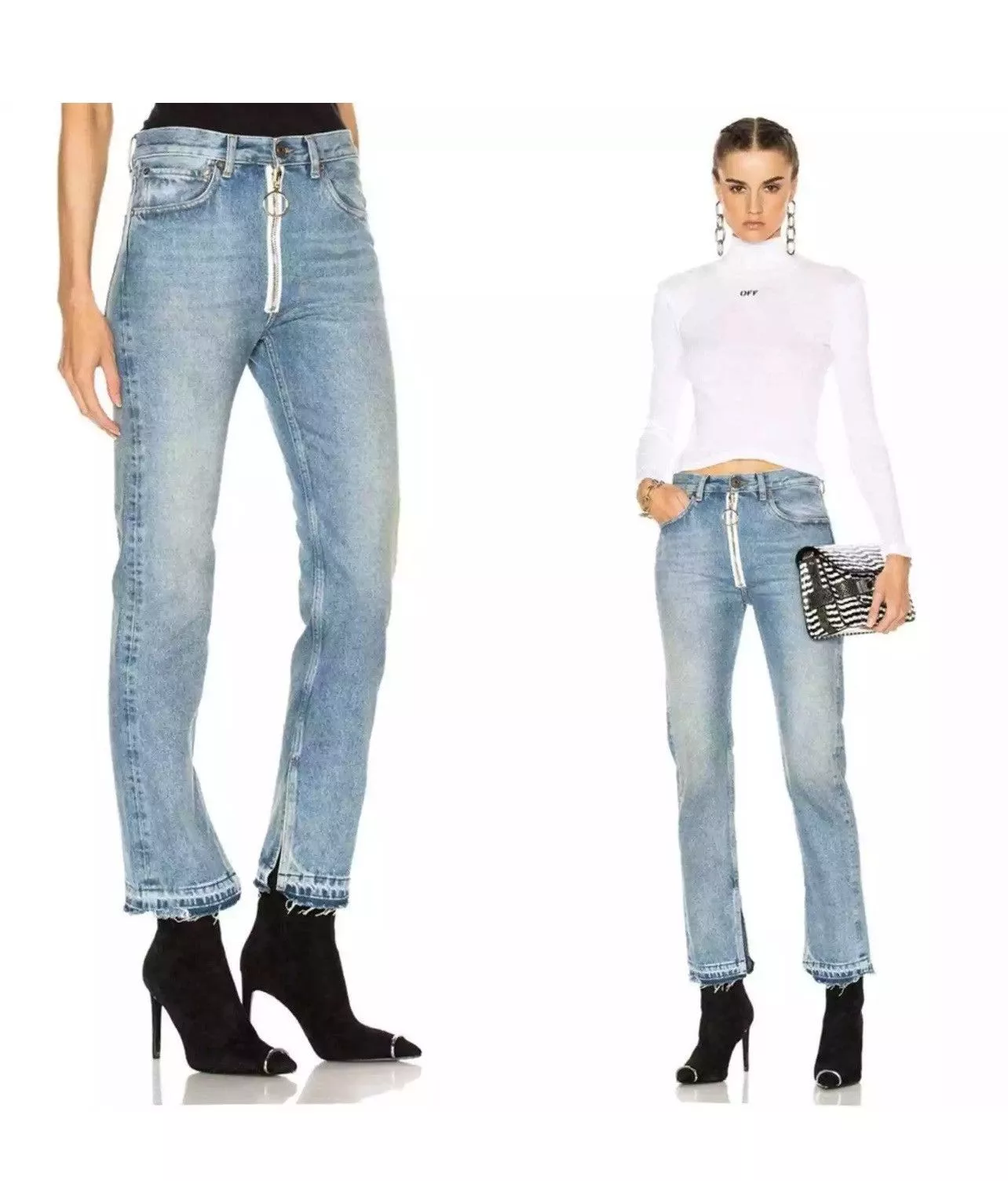 Off-White Jeans OFF-WHITE Two Tone Mod.Split Split Baggy 5 Pocket Jeans Blue